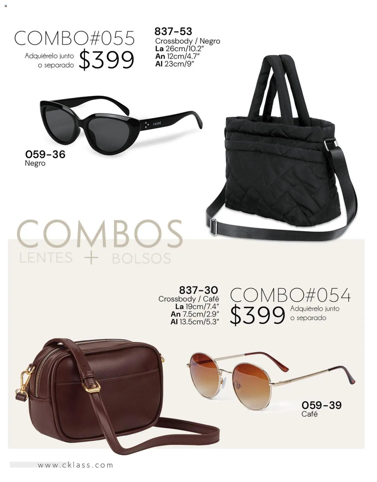 Vista previa las ofertas de la tienda Cklass - Catálogo Handbags desde el 02/01/2026 - Café, Lentes