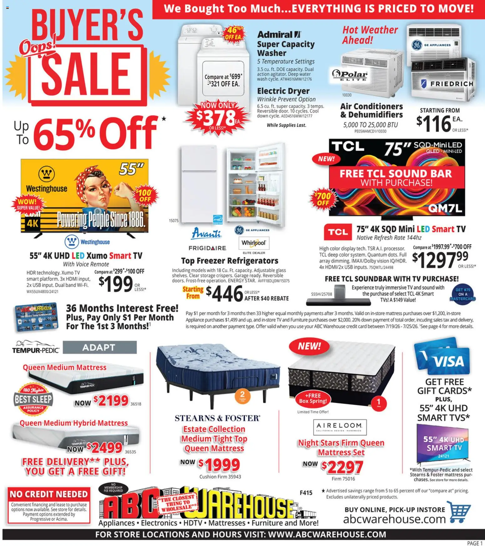 Ad Preview of ABC Warehouse ABC Warehouse Weekly Ad from 07/19/2026