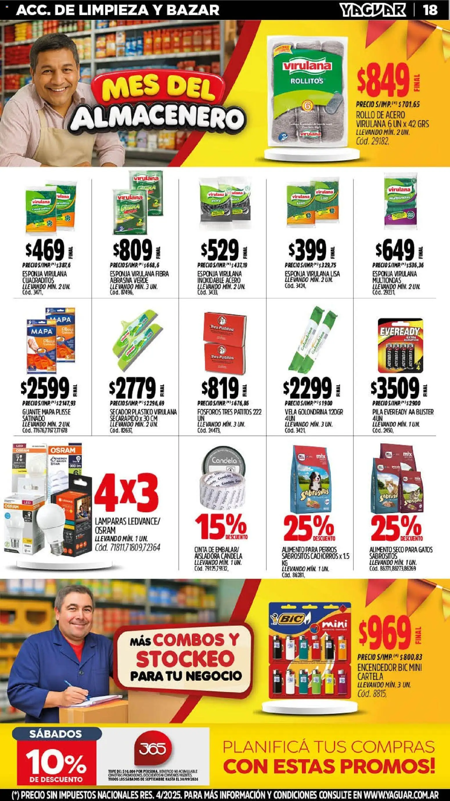 Vista previa del folleto de la tienda Yaguar válido desde el 14/09/2026 - Lámparas, Alimento para perros, Pila, Vela, Encendedor, Fósforos, Esponja, Guante