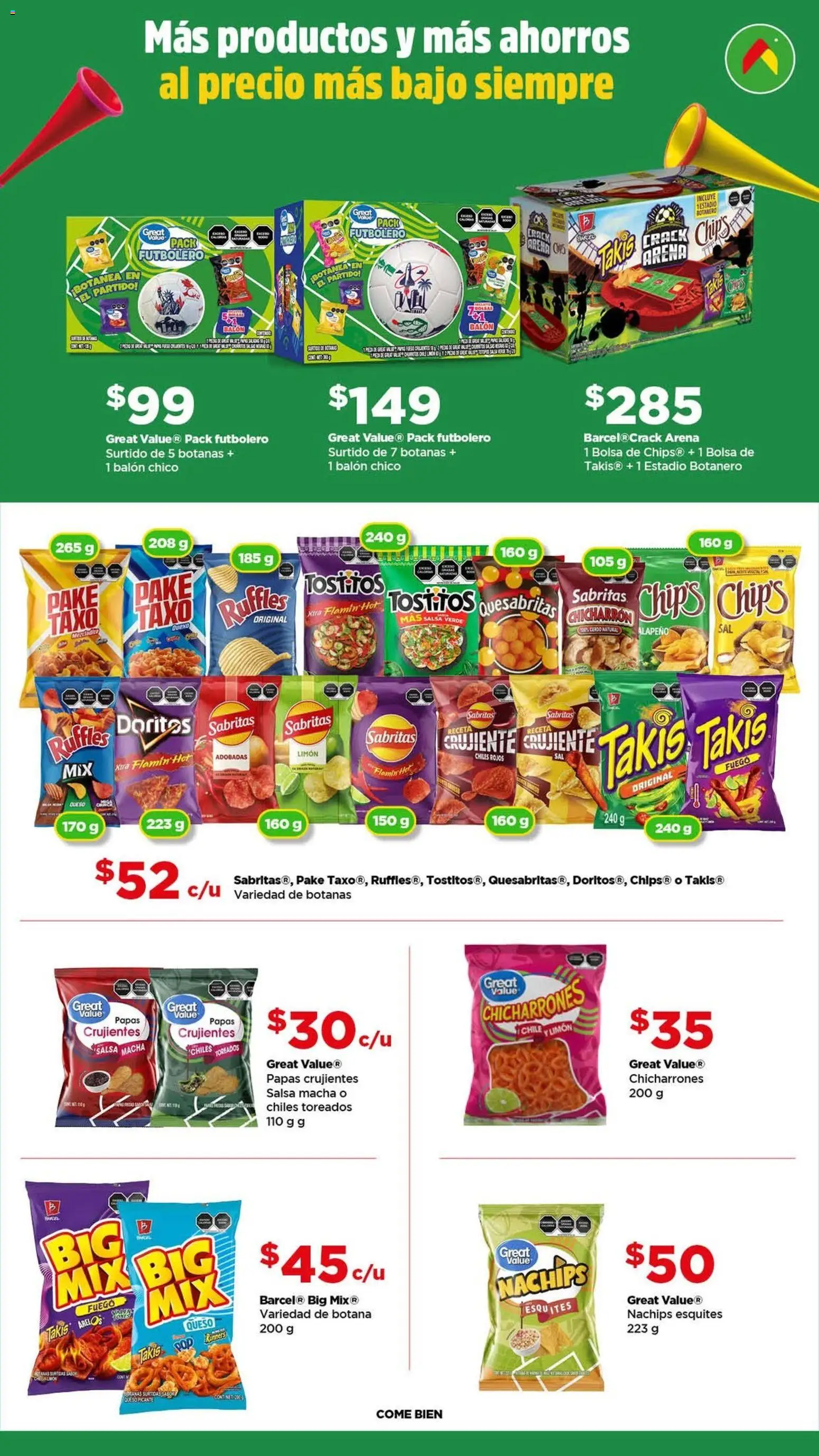 Vista previa las ofertas de la tienda Bodega Aurrerá - Bodega Aurrerá folleto Golazo desde el 05/06/2026 - Papas, Chile, Bolsa, Limón, Queso
