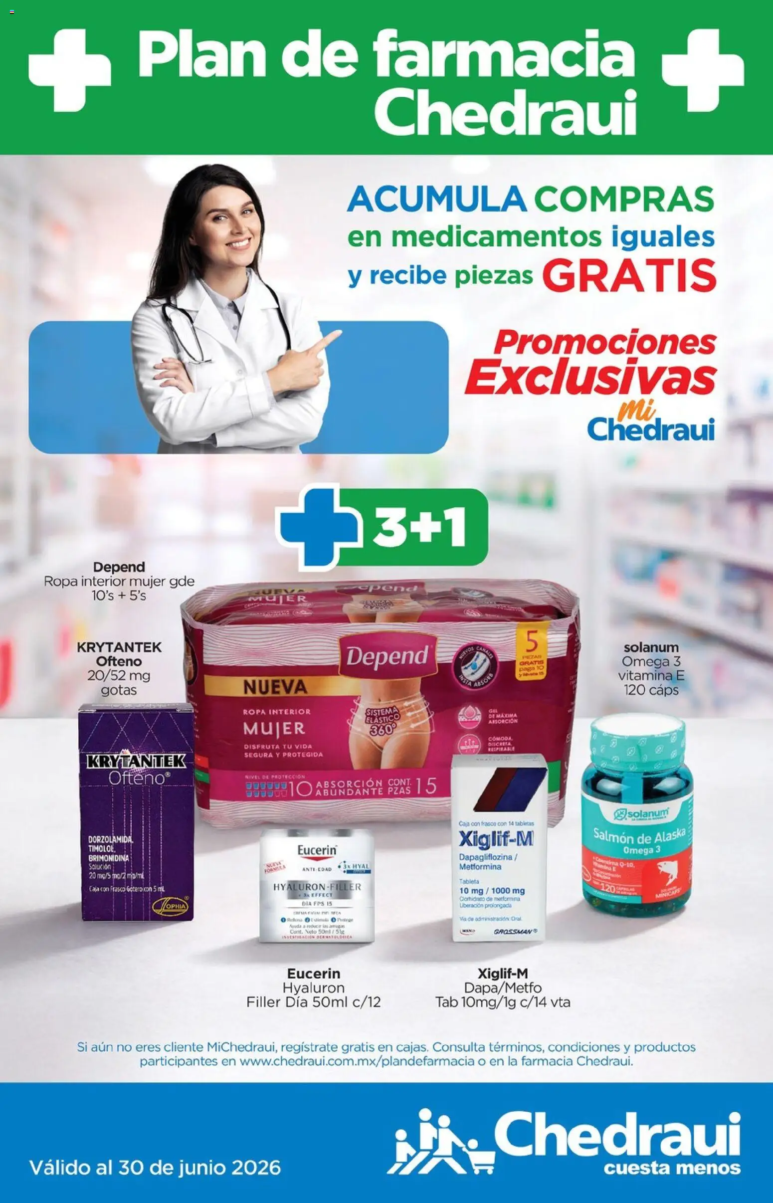 Vista previa las ofertas de la tienda Chedraui - Chedraui folleto Promociones Exclusivas desde el 27/03/2026 - Omega 3, Ropa, Omega, Cómoda, Caja, Tableta, Ropa interior, Salmón