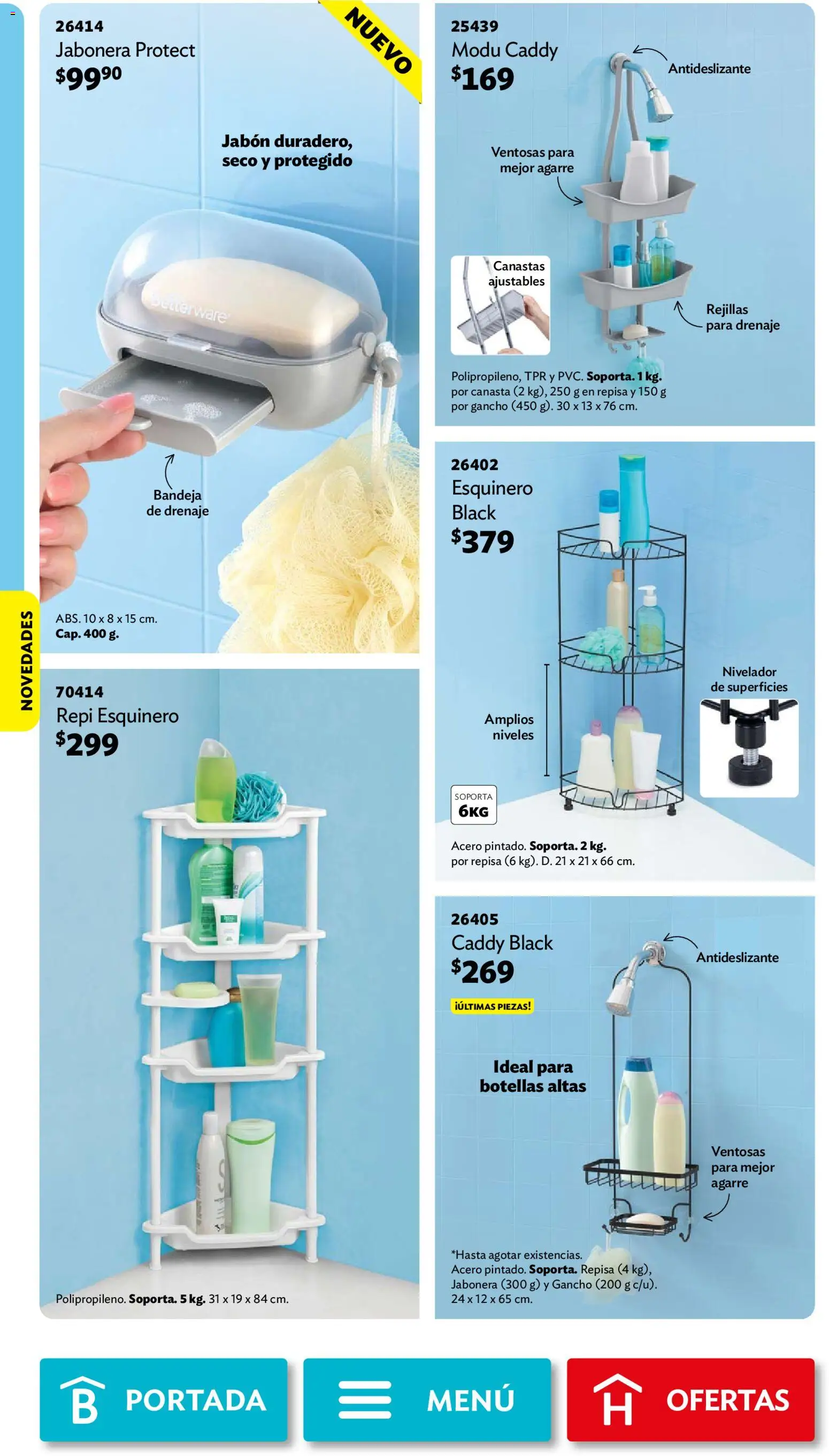 Vista previa las ofertas de la tienda Betterware - Betterware campaña 10 2026 desde el 28/09/2026 - Repisa, Jabón, Canasta, Bandeja, Jabonera