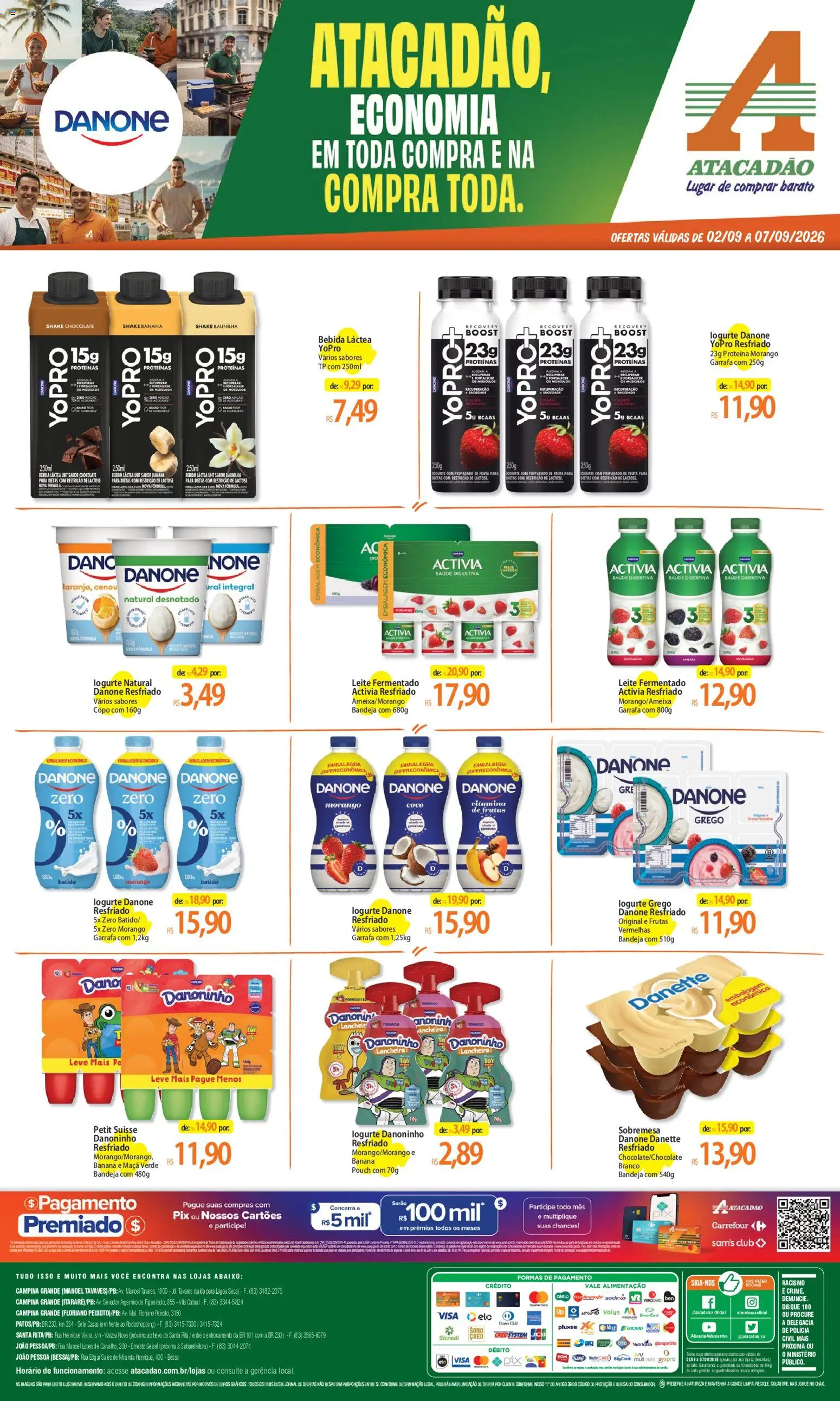 Pré-Visualização do folheto "Atacadão ofertas - PB" da loja Atacadão válido a partir de 02/09/2026 - Chocolate, Frutas, Bebida, Leite, Baunilha, Lancheira, Bandeja, Cará