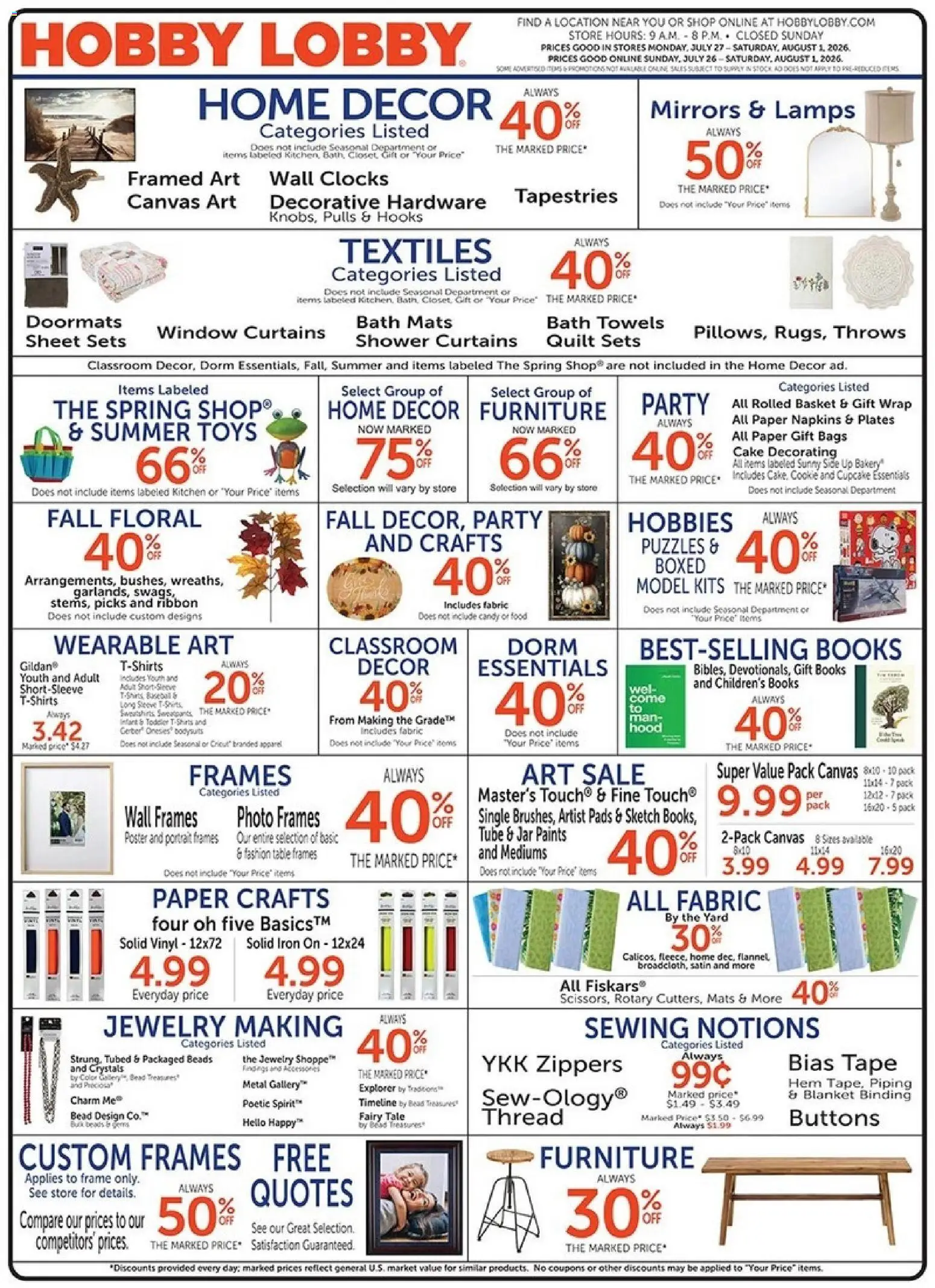 Ad Preview of Hobby Lobby Hobby Lobby Weekly Ad from 07/26/2026