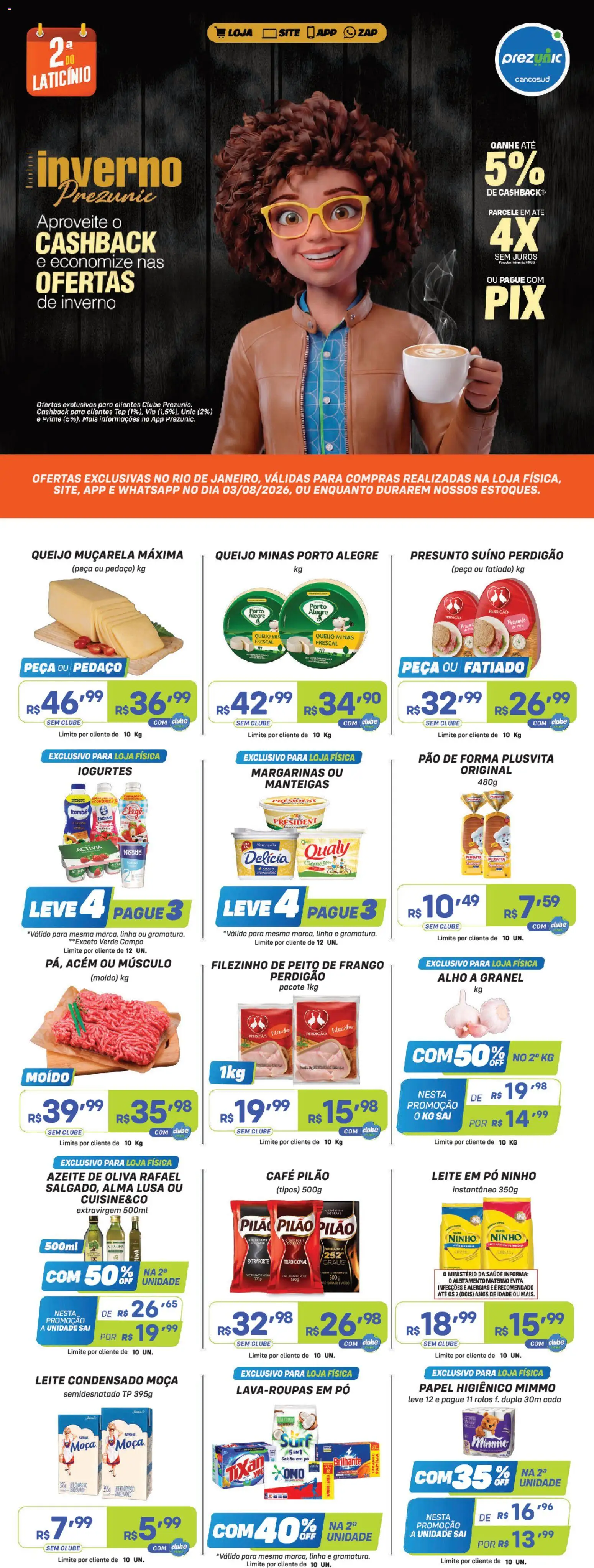 Pré-Visualização do folheto "Prezunic ofertas" da loja Prezunic válido a partir de 03/08/2026
