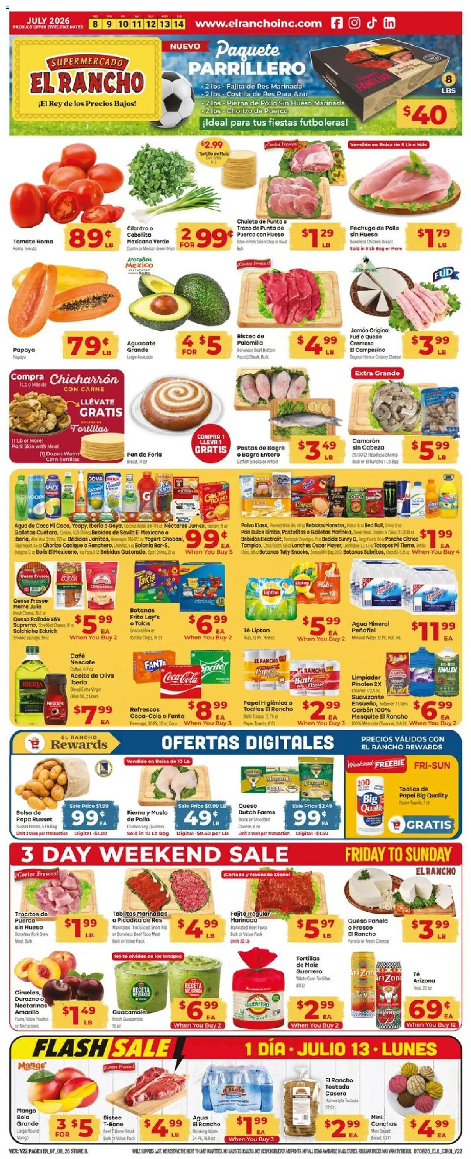 Ad Preview of El Rancho El Rancho Weekly Ad from 07/08/2026