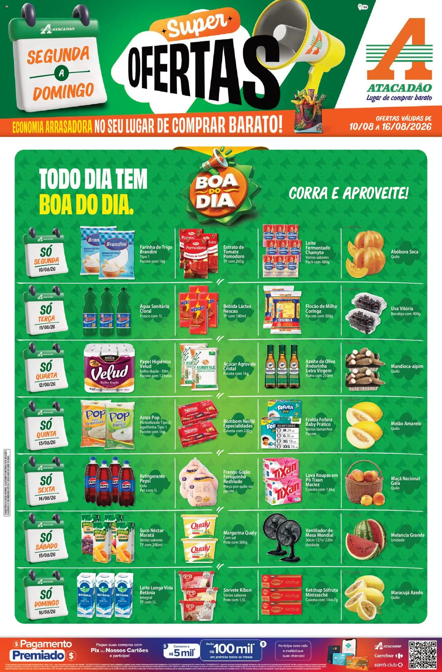 Pré-Visualização do folheto "Atacadão ofertas - BA" da loja Atacadão válido a partir de 10/08/2026 - Leite, Azeite, Tomate, Ketchup, Azeite de oliva, Margarina, Especialidades, Leite longa vida