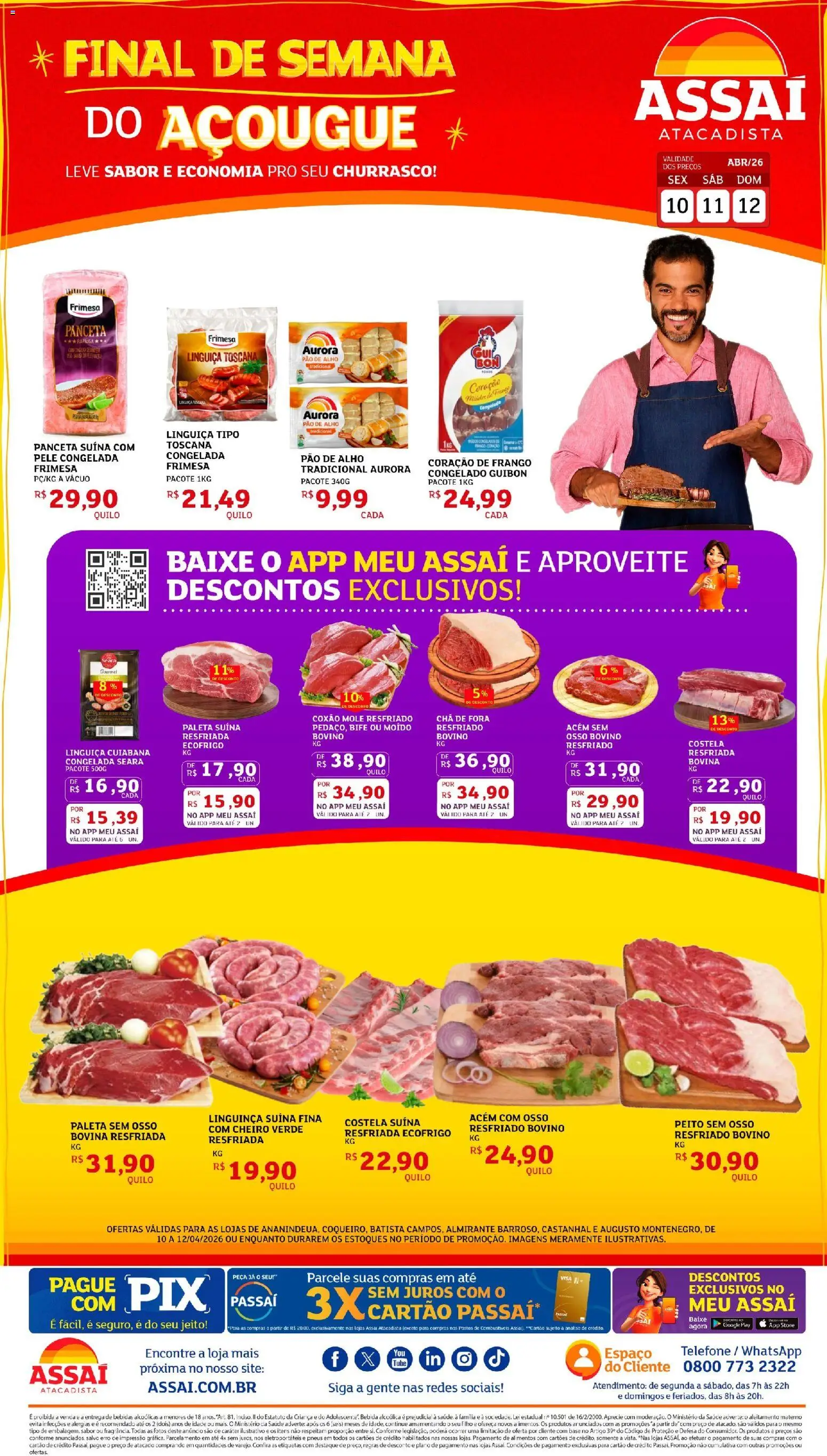 Pré-Visualização do folheto "Assaí Atacadista ofertas - PA" da loja Assaí Atacadista válido a partir de 10/04/2026 - Telefone, Pão, Pneus, Base, Chá, Pao de alho, Alho, Coração de frango