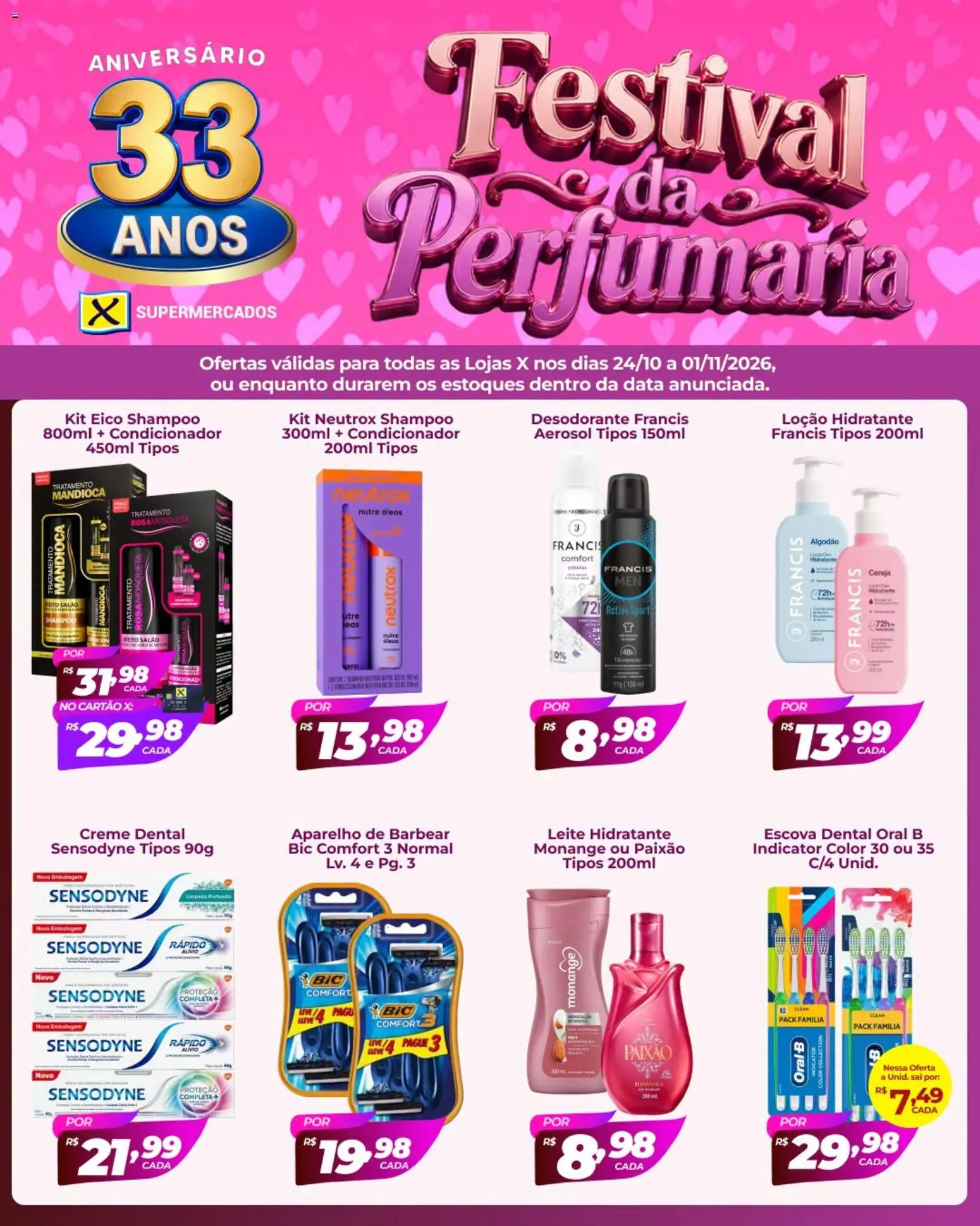 Pré-Visualização do folheto "X Supermercados ofertas Festival da Perfumaria" da loja X Supermercados válido a partir de 24/10/2026