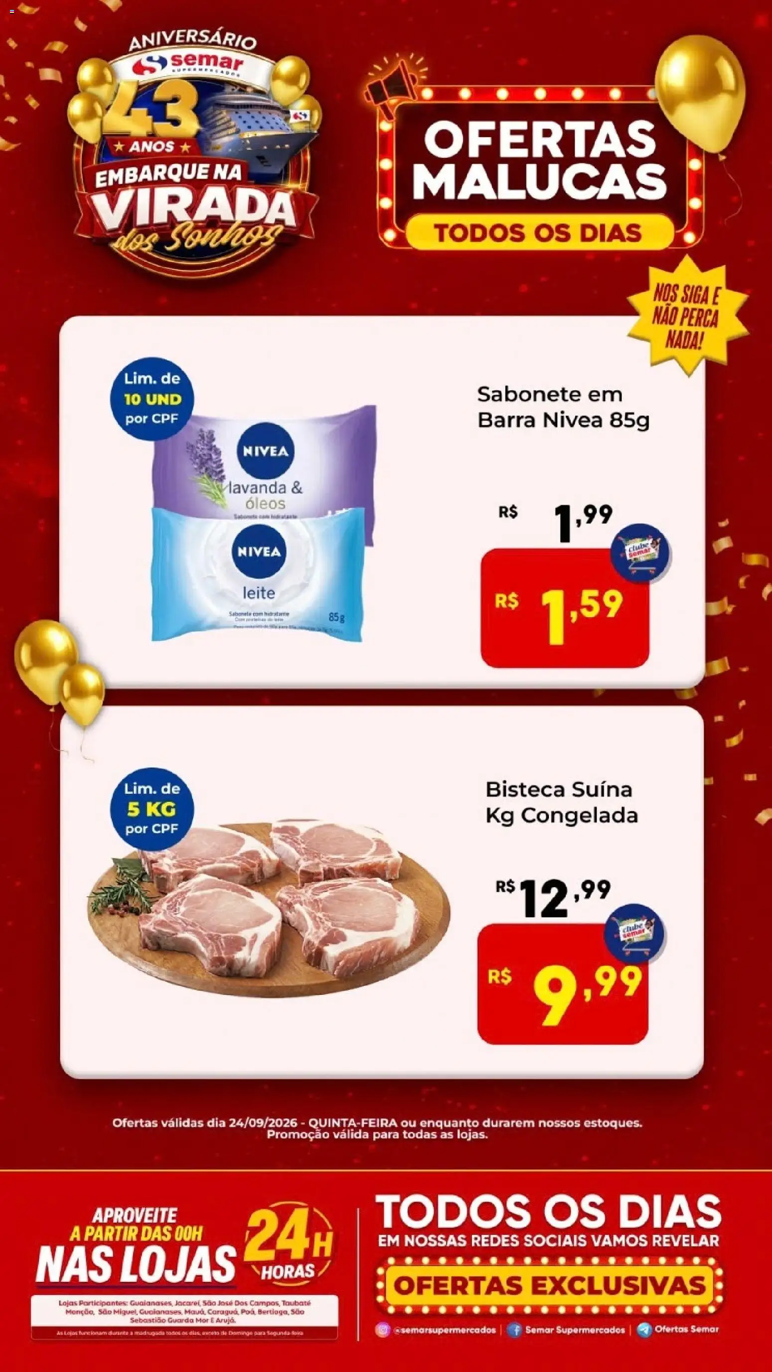 Pré-Visualização do folheto "Semar Supermercado ofertas Malucas" da loja Semar Supermercado válido a partir de 24/09/2026