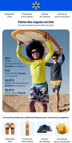 Un aperçu du dépliant Walmart circulaire - Faites des vagues cet été! du magasin Walmart est valide à partir 7 mai 2026