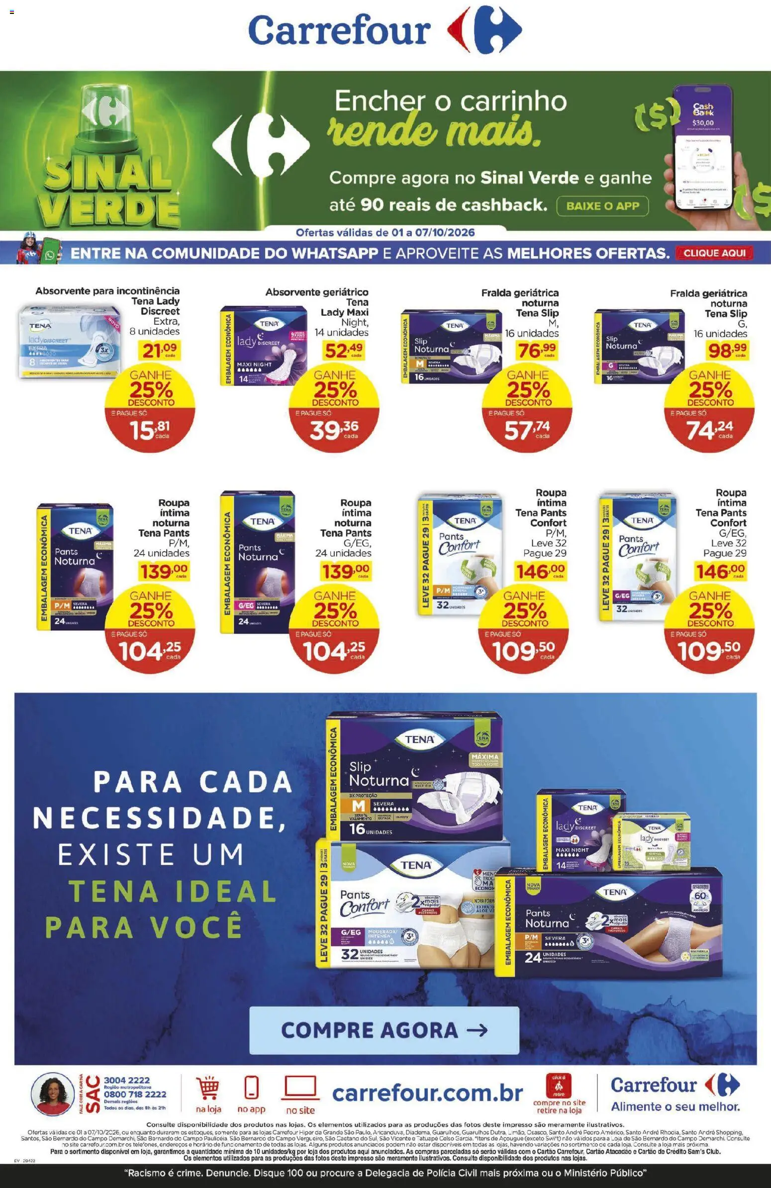 Pré-Visualização do folheto "Carrefour ofertas Semanal" da loja Carrefour válido a partir de 01/10/2026 - Absorvente, Carrinho