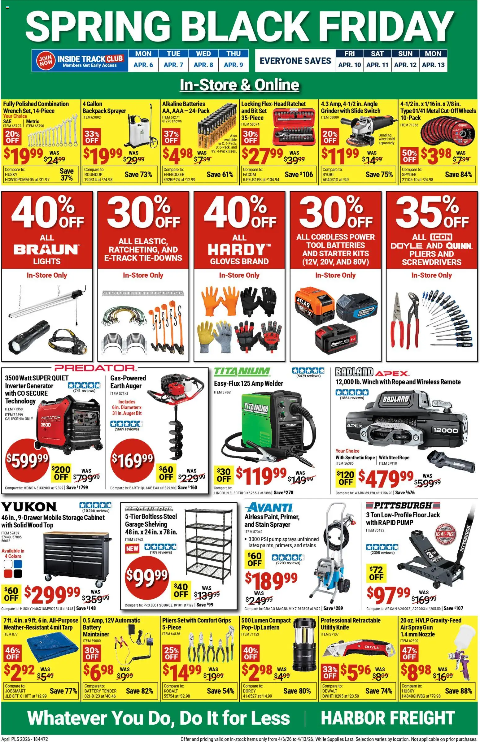 Ad Preview of Harbor Freight Harbor Freight Black Friday from 04/06/2026 - Gun, Battery, Switch, Grinder, Ryobi, Ratchet, Pump, Magnum