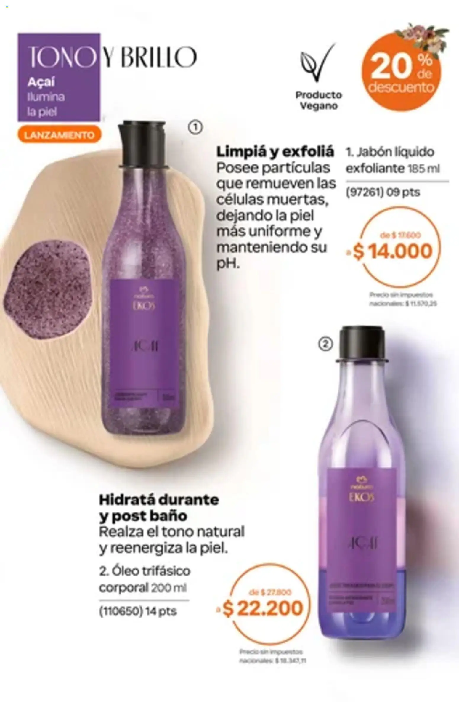 Vista previa del folleto de la tienda Natura válido desde el 01/10/2026 - Baño, Jabón, Jabón líquido, Brillo, Exfoliante