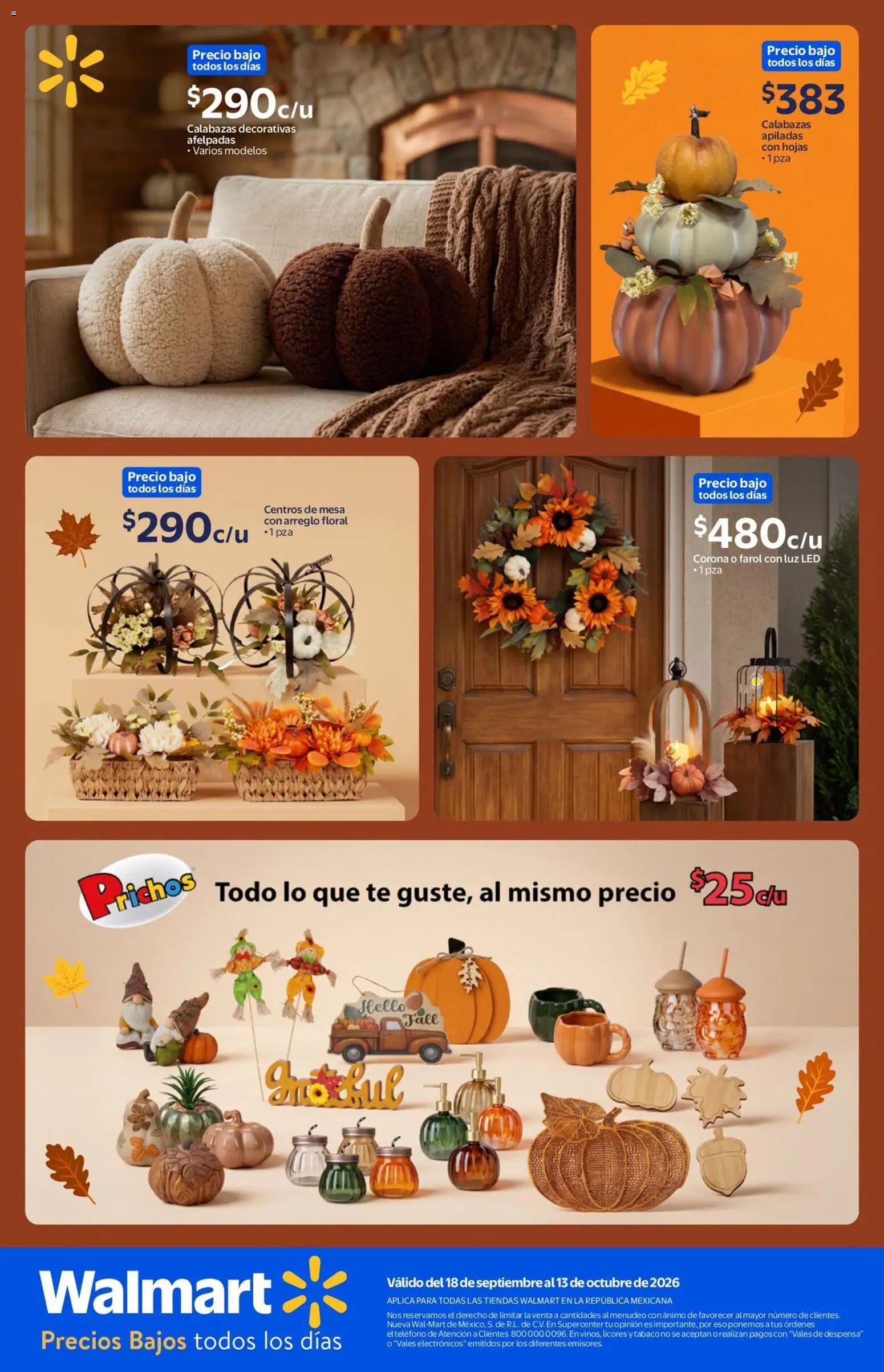 Vista previa las ofertas de la tienda Walmart - Walmart folleto Los colores del otoño adornan esta temporada. desde el 18/09/2026 - Té, Teléfono, Mesa, Despensa, Farol, Luz LED