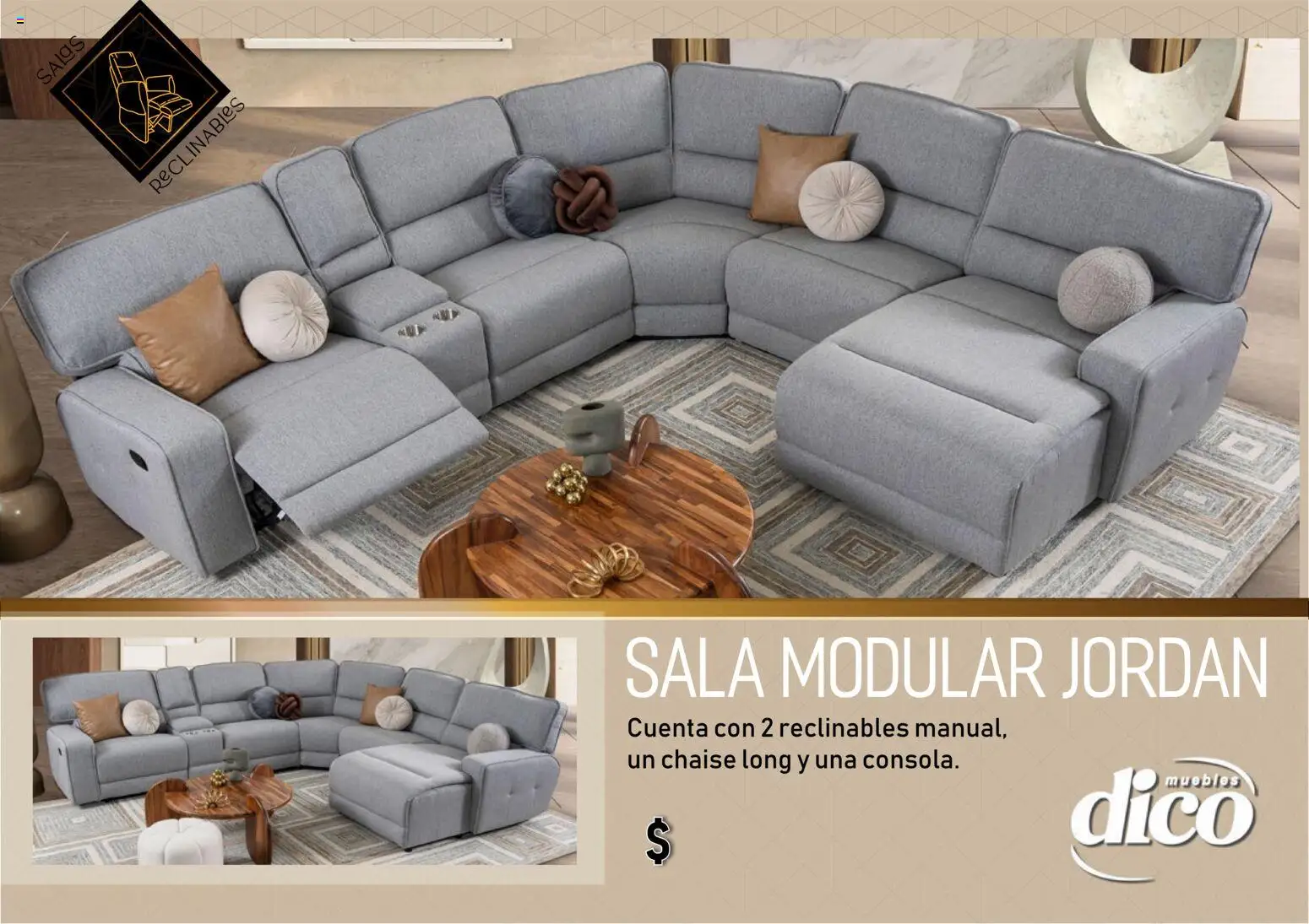 Vista previa las ofertas de la tienda Muebles Dico - Catálogo Salas reclinables desde el 01/01/2026 - Sala, Sala modular, Modular