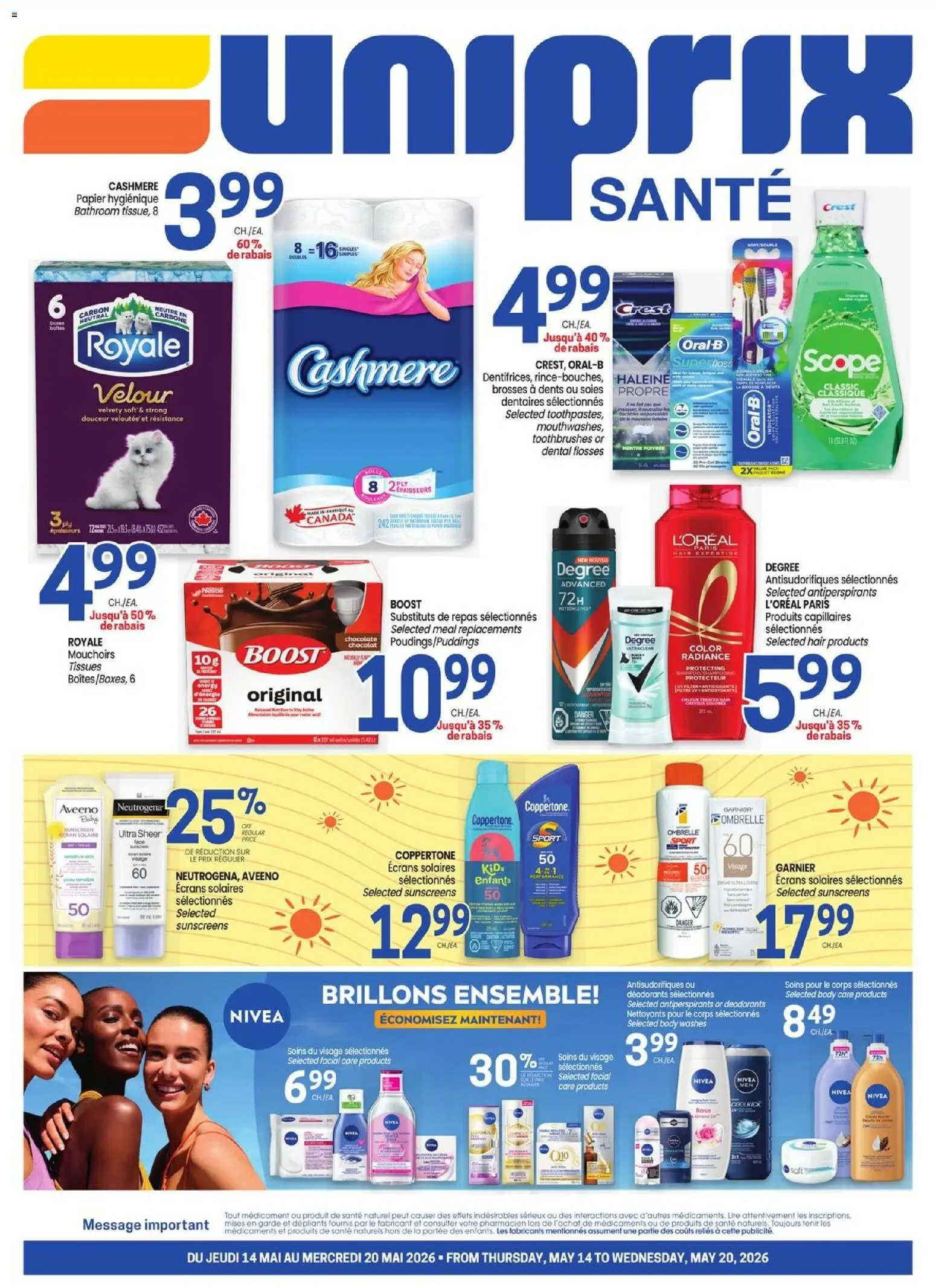Preview of leaflet Uniprix - Uniprix Sante from shop Uniprix is valid from May 14, 2026 - Chocolate, Tissues