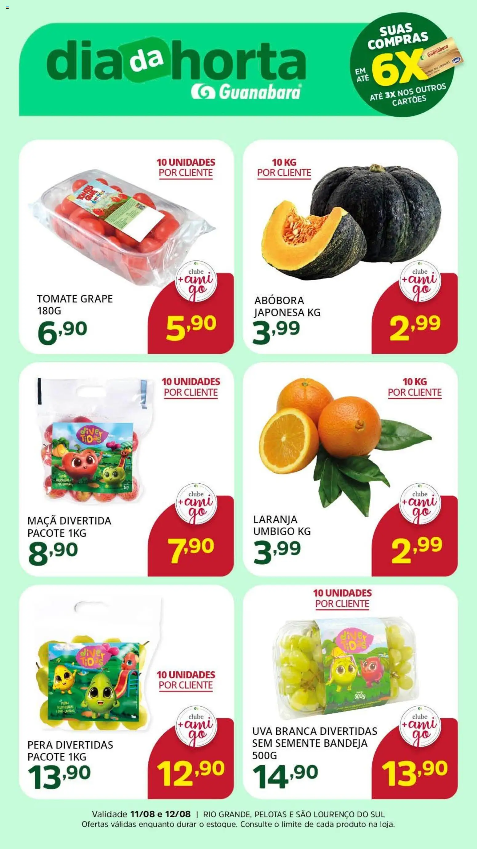 Pré-Visualização do folheto "Supermercado Guanabara - Ofertas da semana" da loja Supermercado Guanabara válido a partir de 11/08/2026 - Uva, Abóbora, Pera, Tomate, Bandeja