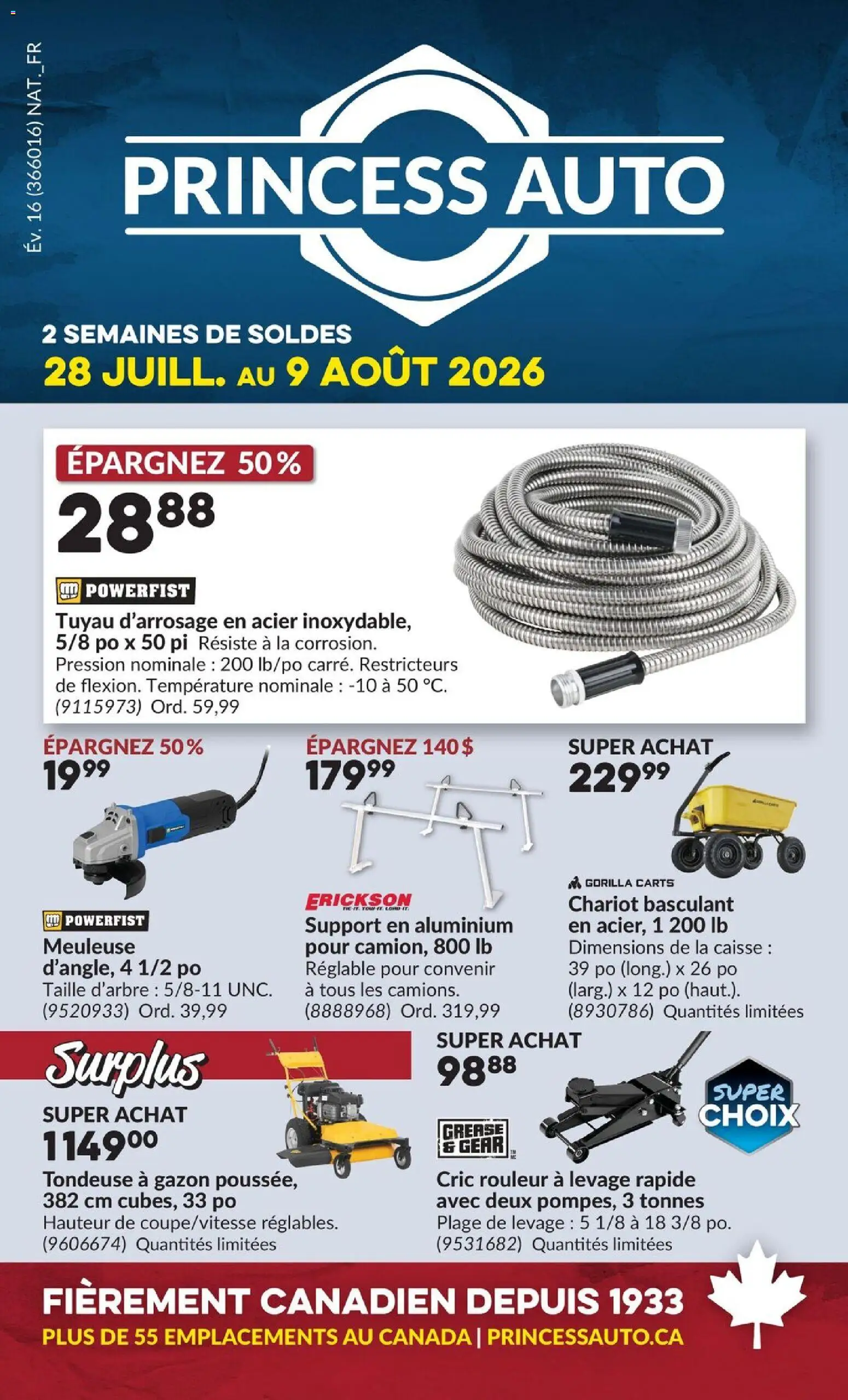 Preview of leaflet Princess Auto circulaire - 2 Semaines de Soldes ! from shop Princess Auto is valid from Jul 28, 2026