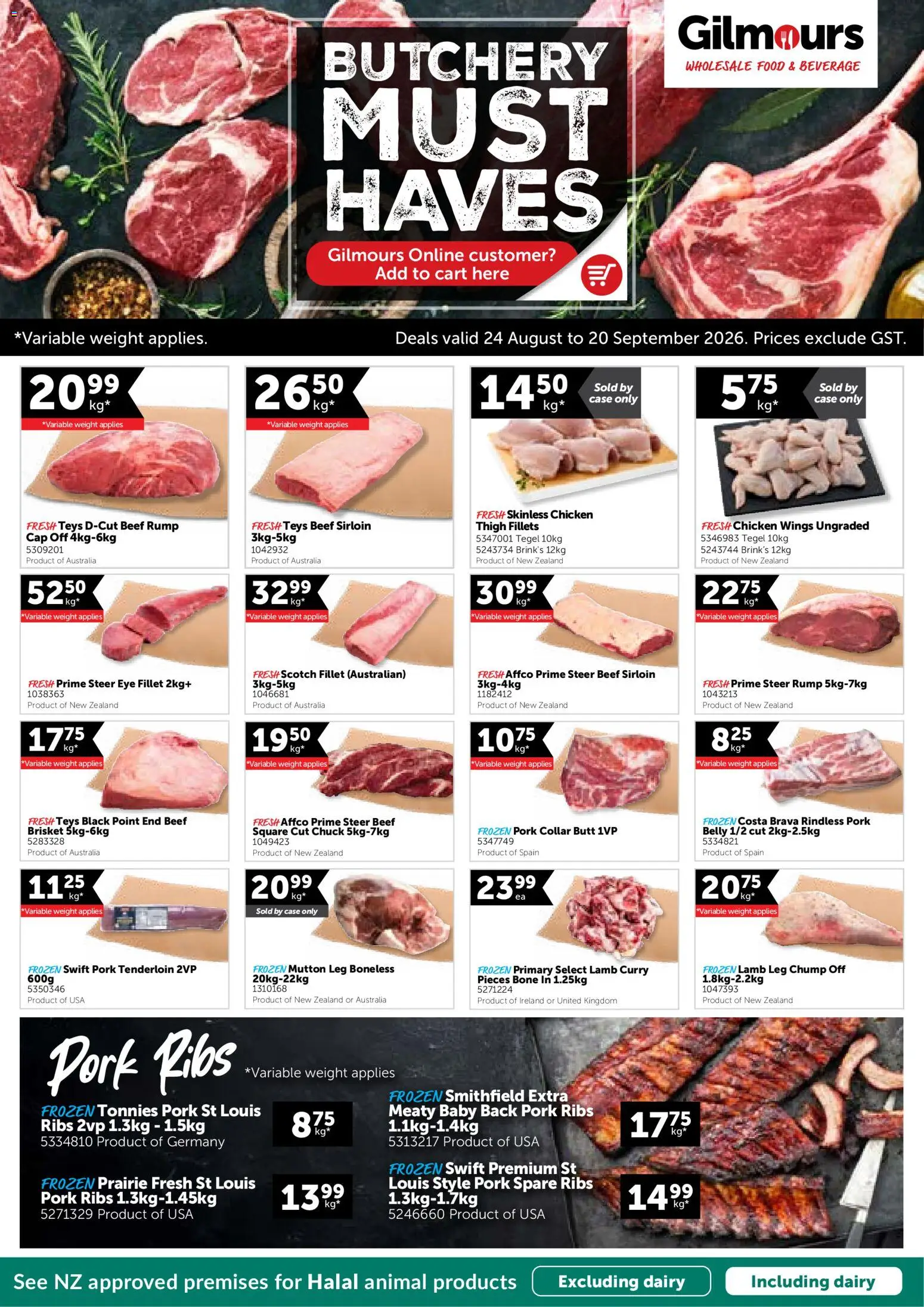 Preview of catalogue Gilmours Butchery Must Haves from shop Gilmours valid 24 Aug 2026