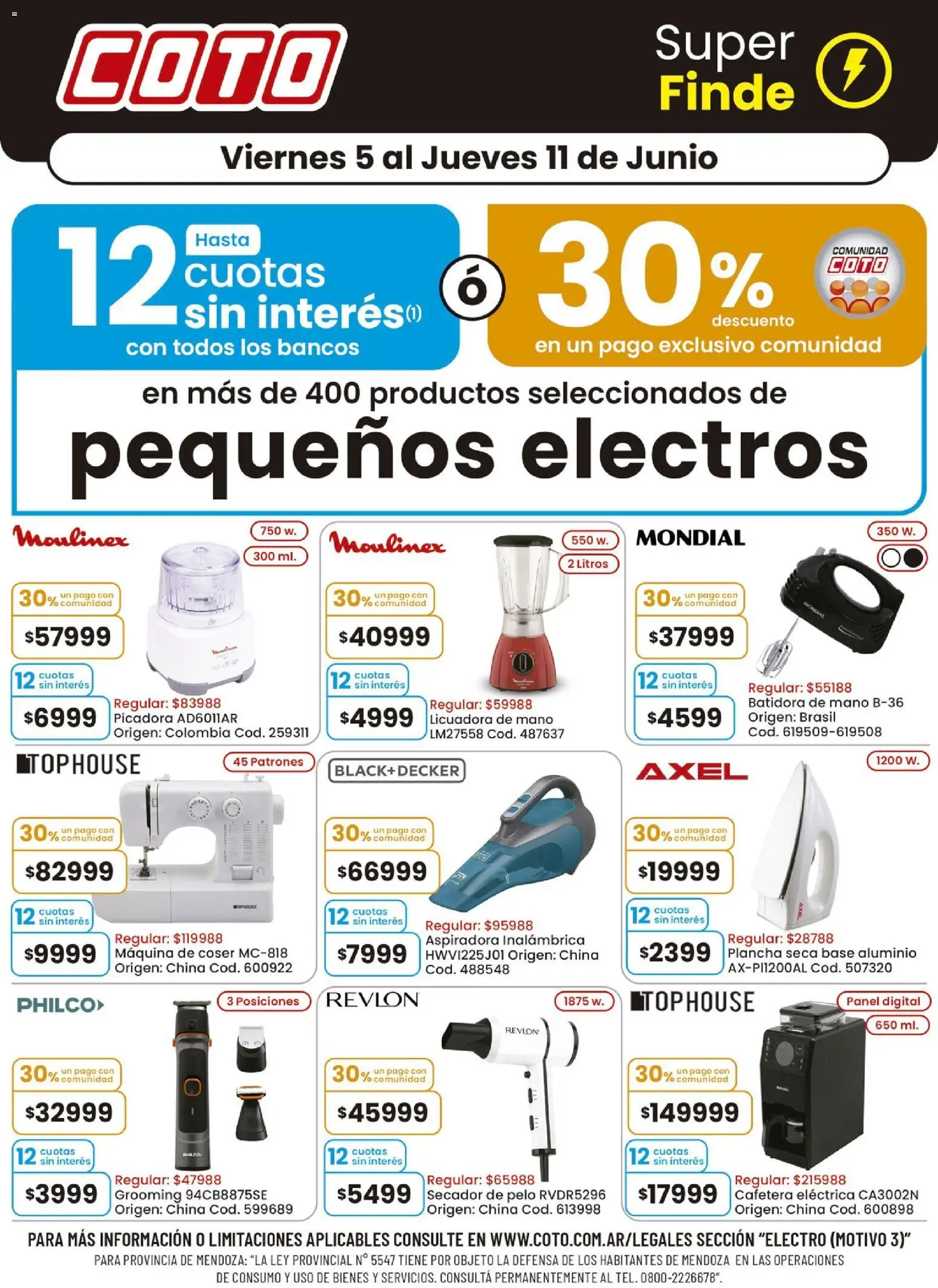 Vista previa del folleto de la tienda Coto válido desde el 05/06/2026 - Cafetera, Máquina de coser, Aspiradora, Secador de pelo, Licuadora, Batidora, Batidora de mano, Plancha