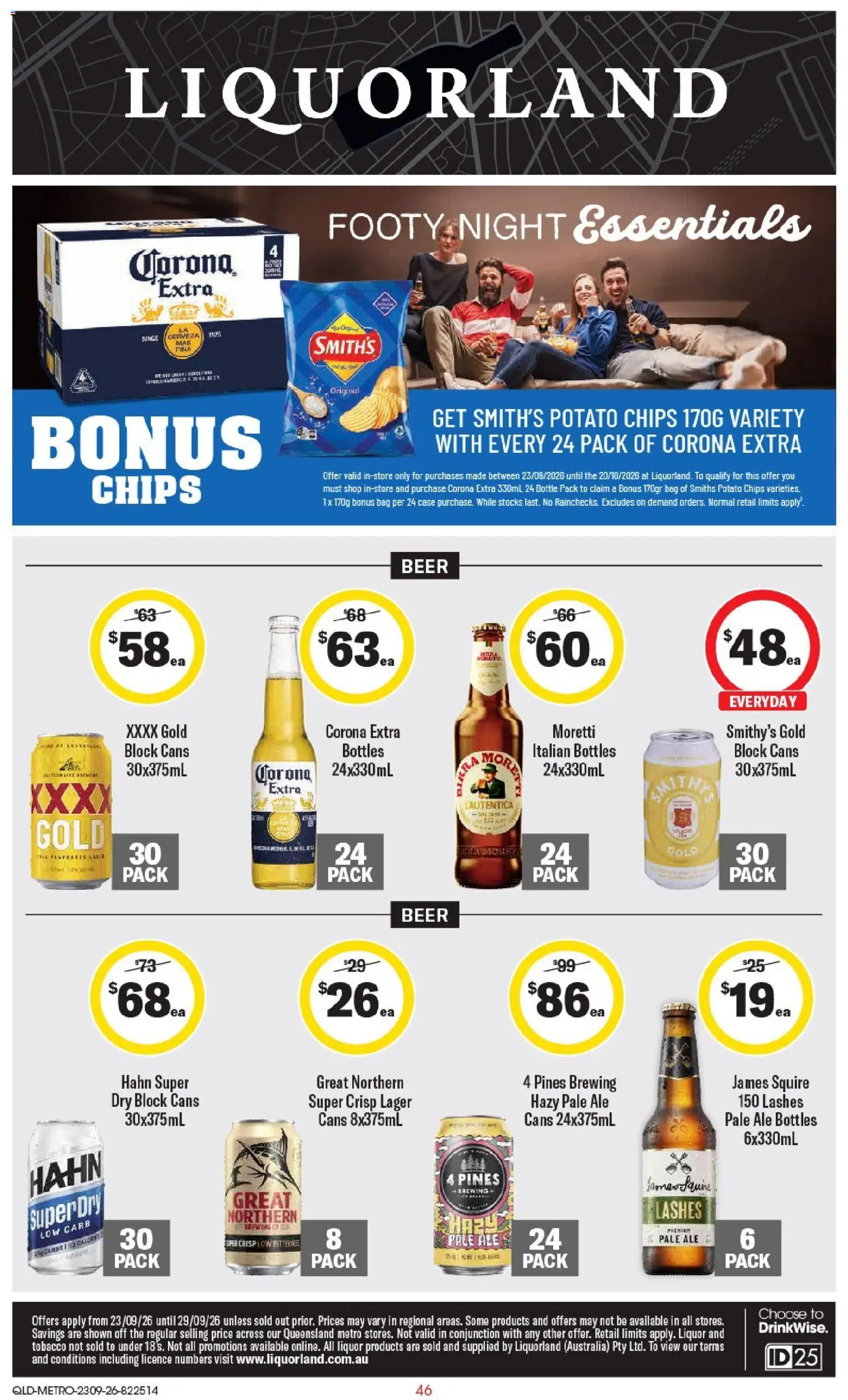 Preview of catalogue Coles catalogue Liquorland QLD from shop Coles valid 23/09/2026 - Corona Extra, Beer, Chips, Case, Bag