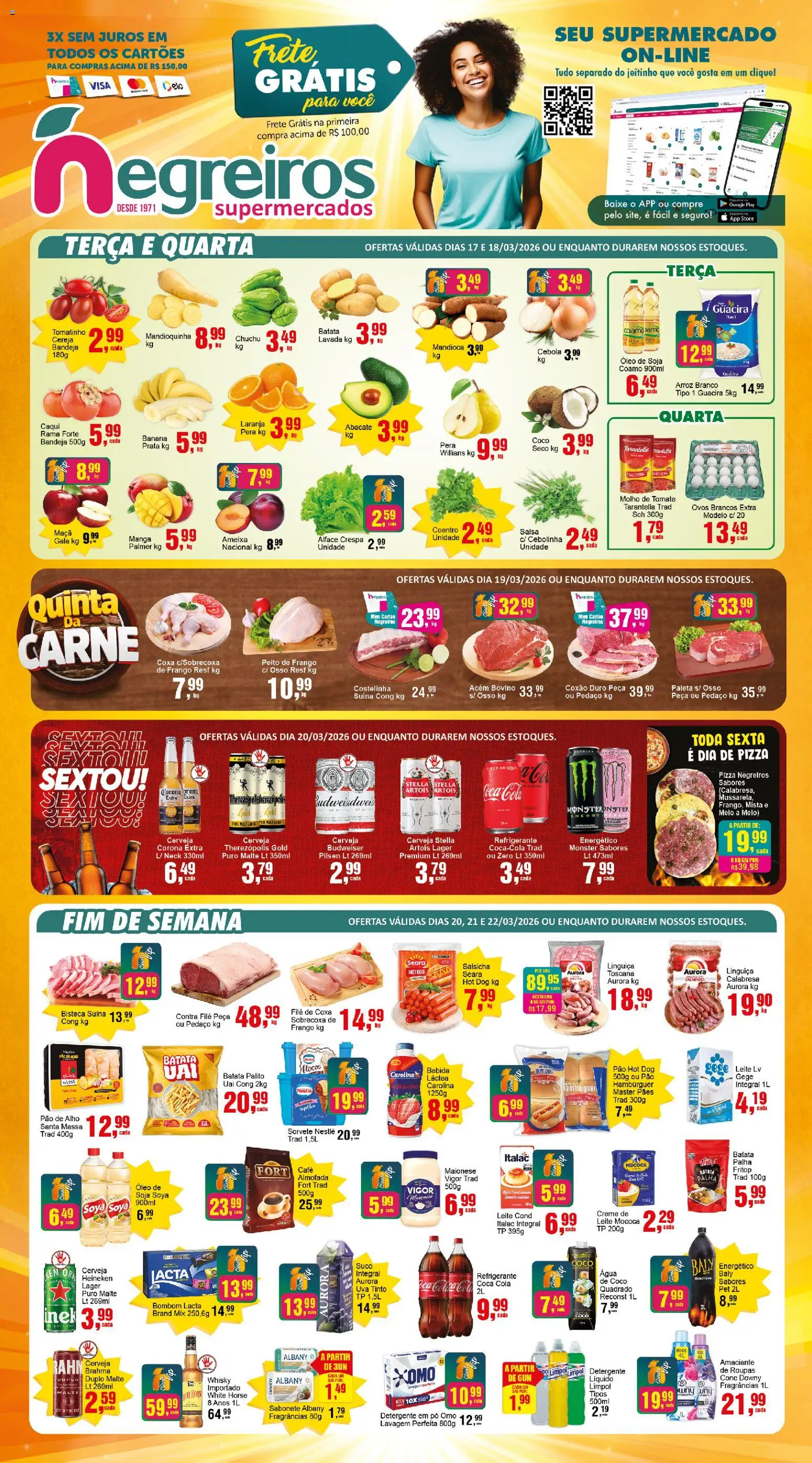 Pré-Visualização do folheto "Negreiros - Ofertas da semana" da loja Negreiros válido a partir de 17/03/2026 - Coco, Óleo, Sabonete, Suco, Maionese, Bombom, Peito de frango, Linguiça