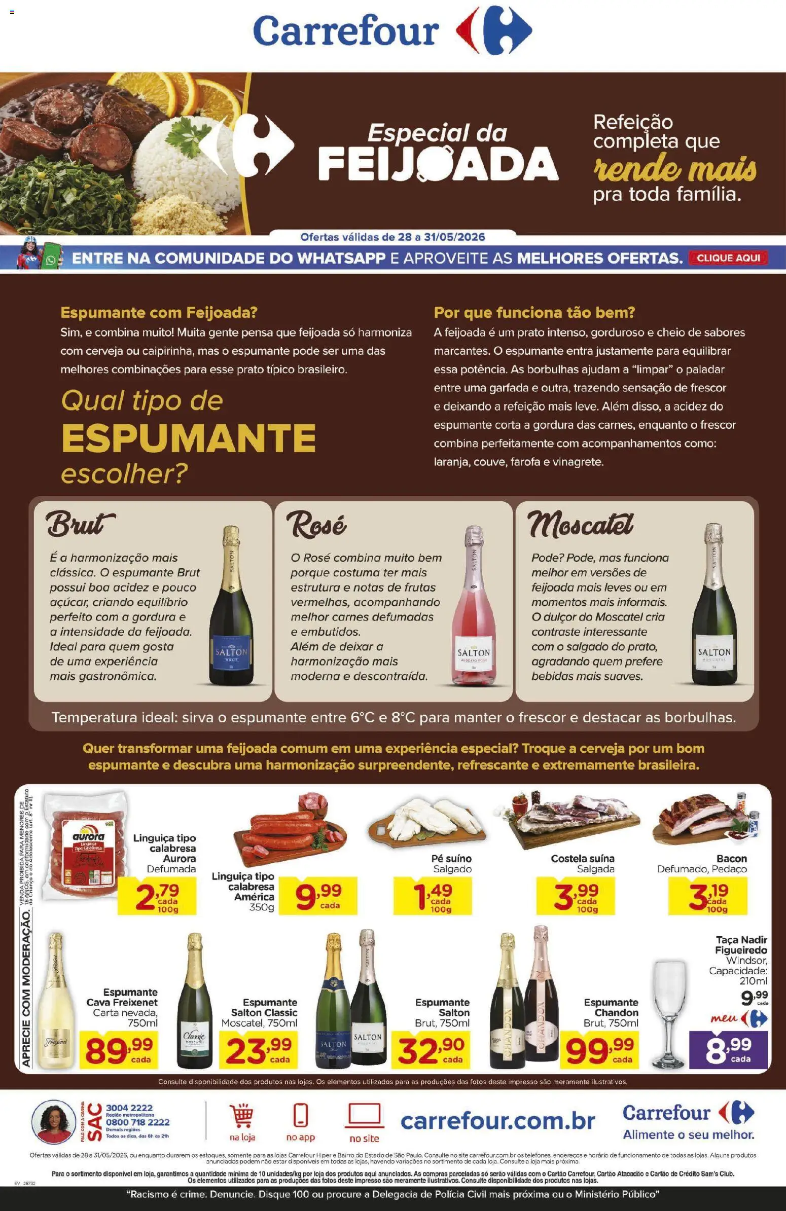 Pré-Visualização do folheto "Carrefour ofertas Feijoada" da loja Carrefour válido a partir de 28/05/2026 - Frutas, Cerveja, Bebidas, Bacon, Farofa, Linguiça, Espumante