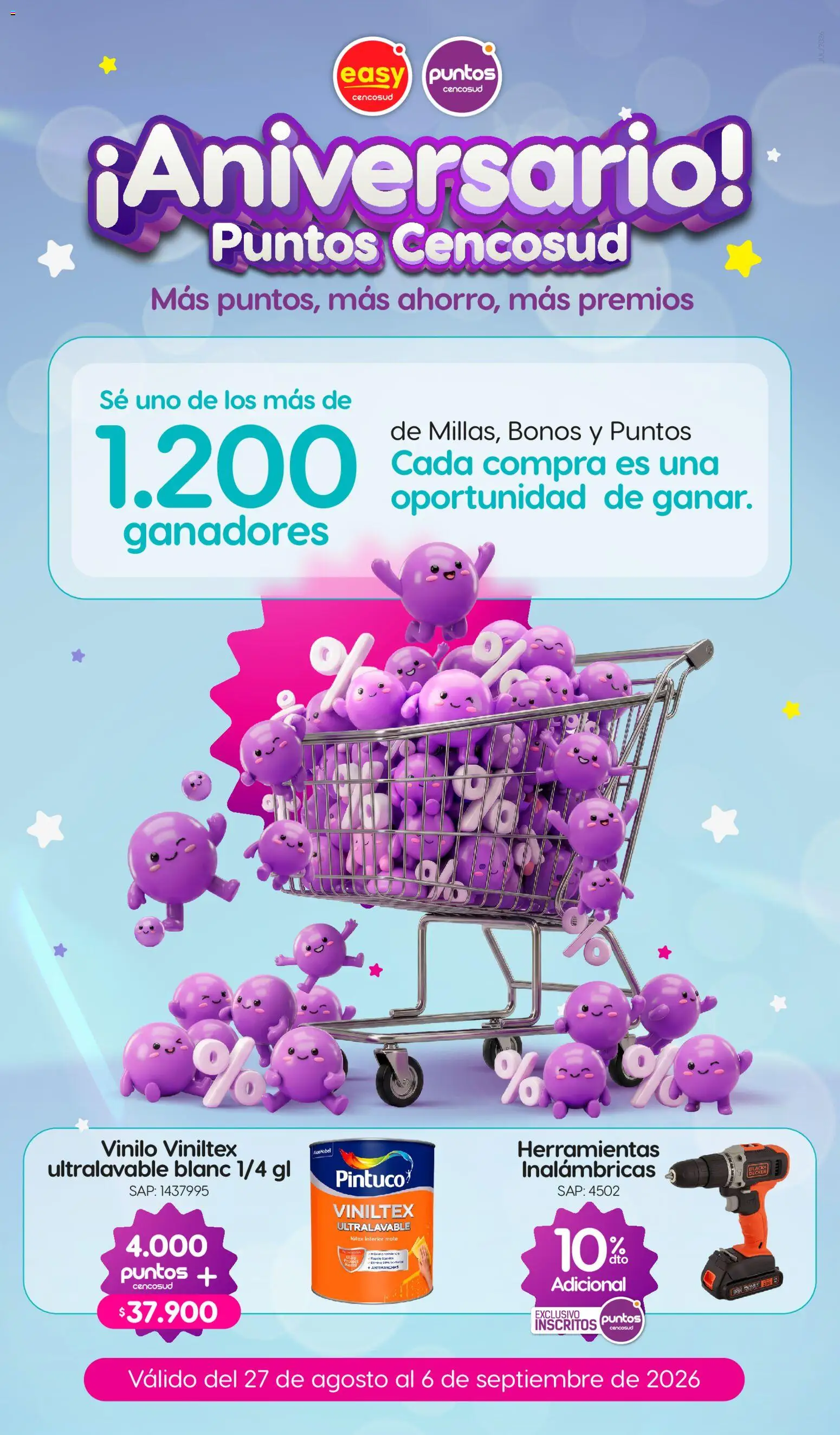  Vista previa del prospecto Easy Catálogo Aniversario Puntos Cencosud del almacen Easy válida del 27/08/2026 al 06/09/2026