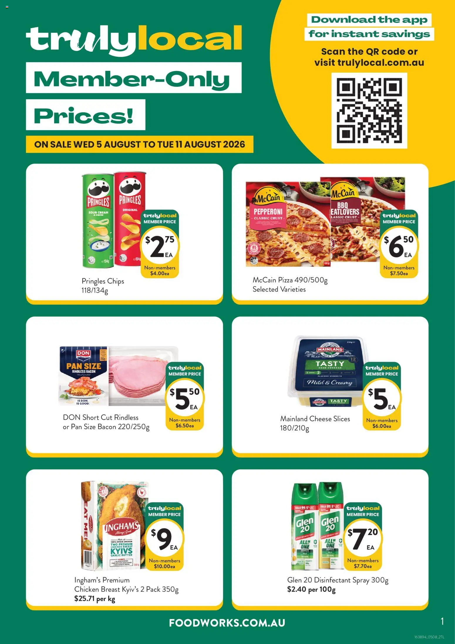 Preview of catalogue Foodworks Truly local from shop Foodworks valid 05/08/2026 - Bacon, Butter, Pizza, Chicken, Chicken breast, Sour cream, Chips, Cream