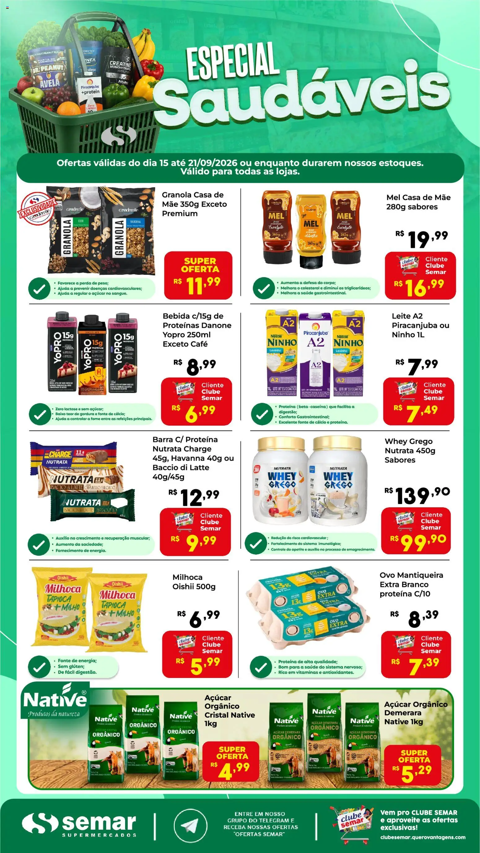 Pré-Visualização do folheto "Semar Supermercado ofertas Especial Saudáveis" da loja Semar Supermercado válido a partir de 15/09/2026