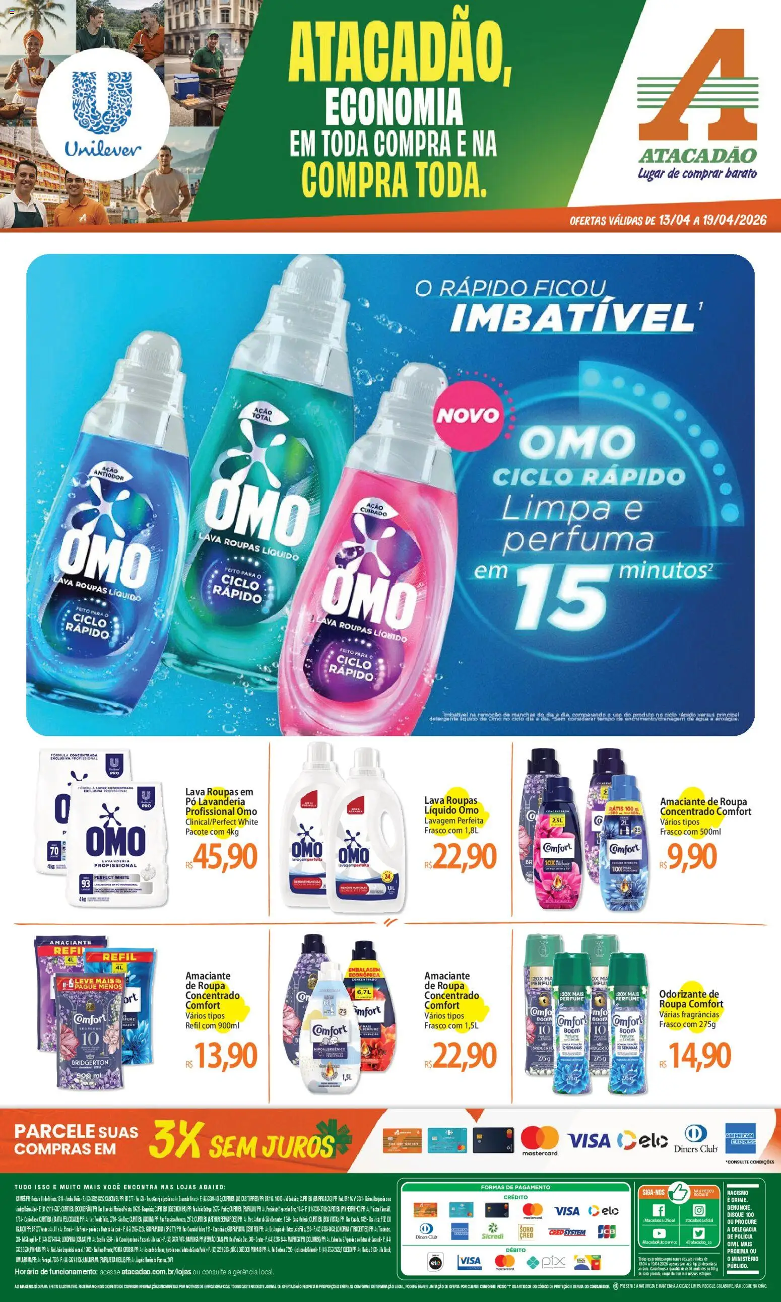 Pré-Visualização do folheto "Atacadão ofertas - PR" da loja Atacadão válido a partir de 13/04/2026 - Pá, Perfume, Roupas, Ração, Amaciante, Pó, Omo líquido