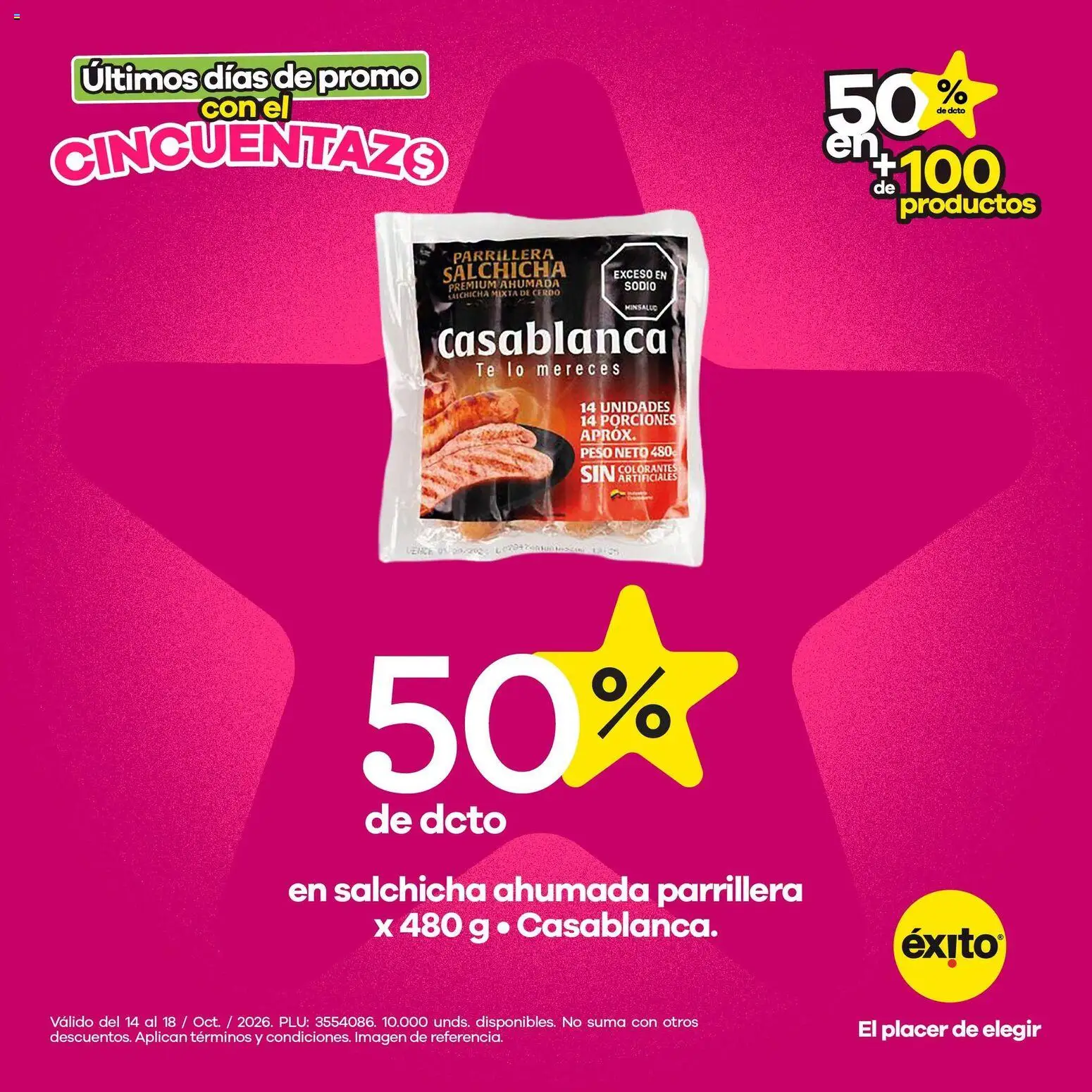 Vista previa del prospecto Éxito catálogo Últimos días de promos con el Cincuentazo del almacen Éxito válida del 14/10/2026 al 18/10/2026