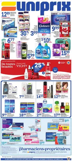 Un aperçu du dépliant Uniprix weekly flyer / circulaire du magasin Uniprix est valide à partir 3 sept. 2026