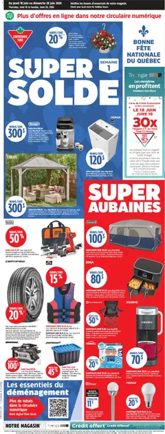 Un aperçu du dépliant Canadian Tire circulaire - Super Solde du magasin Canadian Tire est valide à partir 18 juin 2026