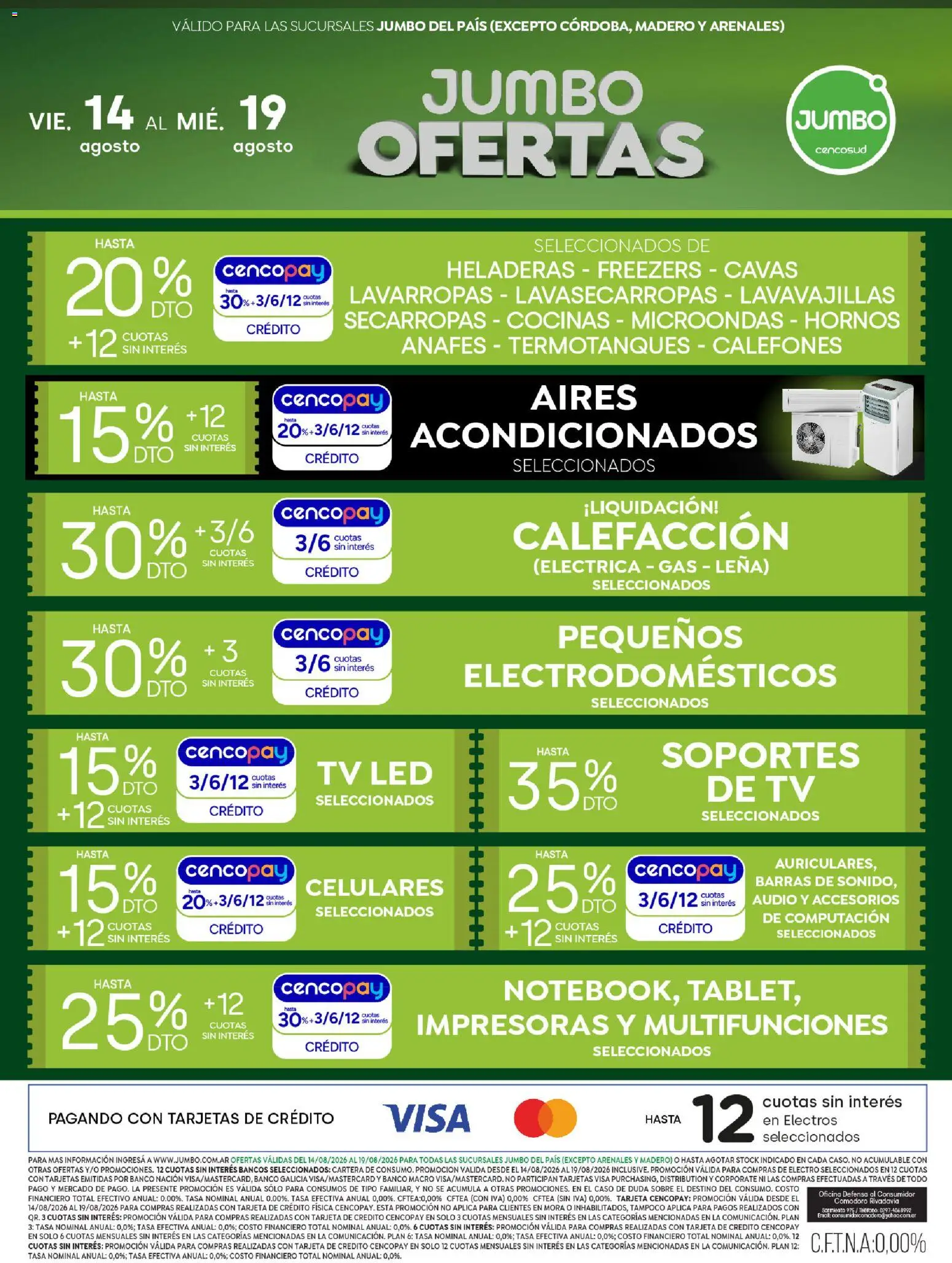 Vista previa del folleto de la tienda Jumbo válido desde el 14/08/2026 - Lavarropas, Microondas, Cartera, Lavavajillas, Secarropas, Audio, Sobre, Leña