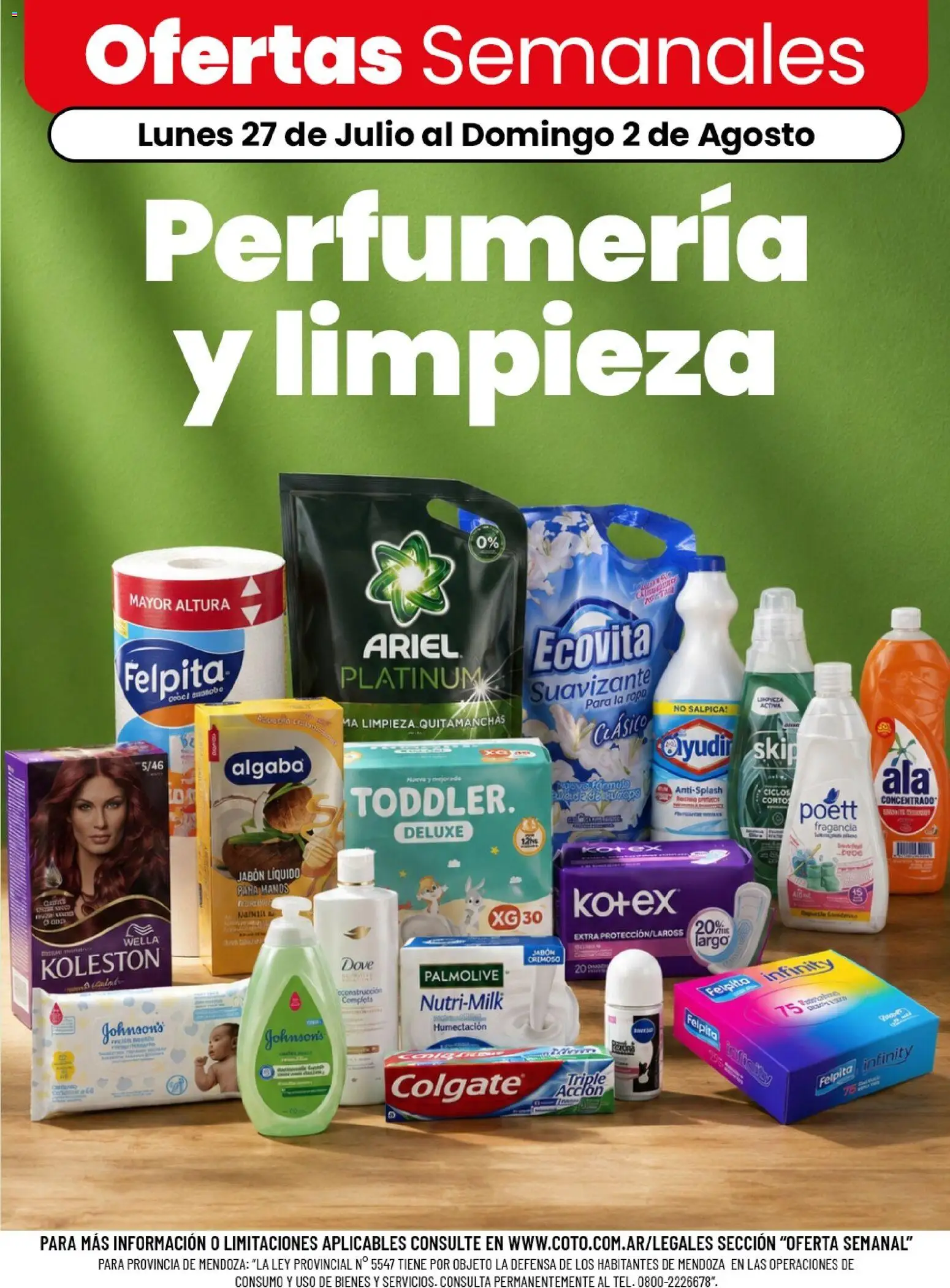 Vista previa del folleto de la tienda Coto válido desde el 27/07/2026 - Ropa, Shampoo, Jabón, Jabón líquido, Toallitas húmedas, Suavizante, Fragancia, Quitamanchas