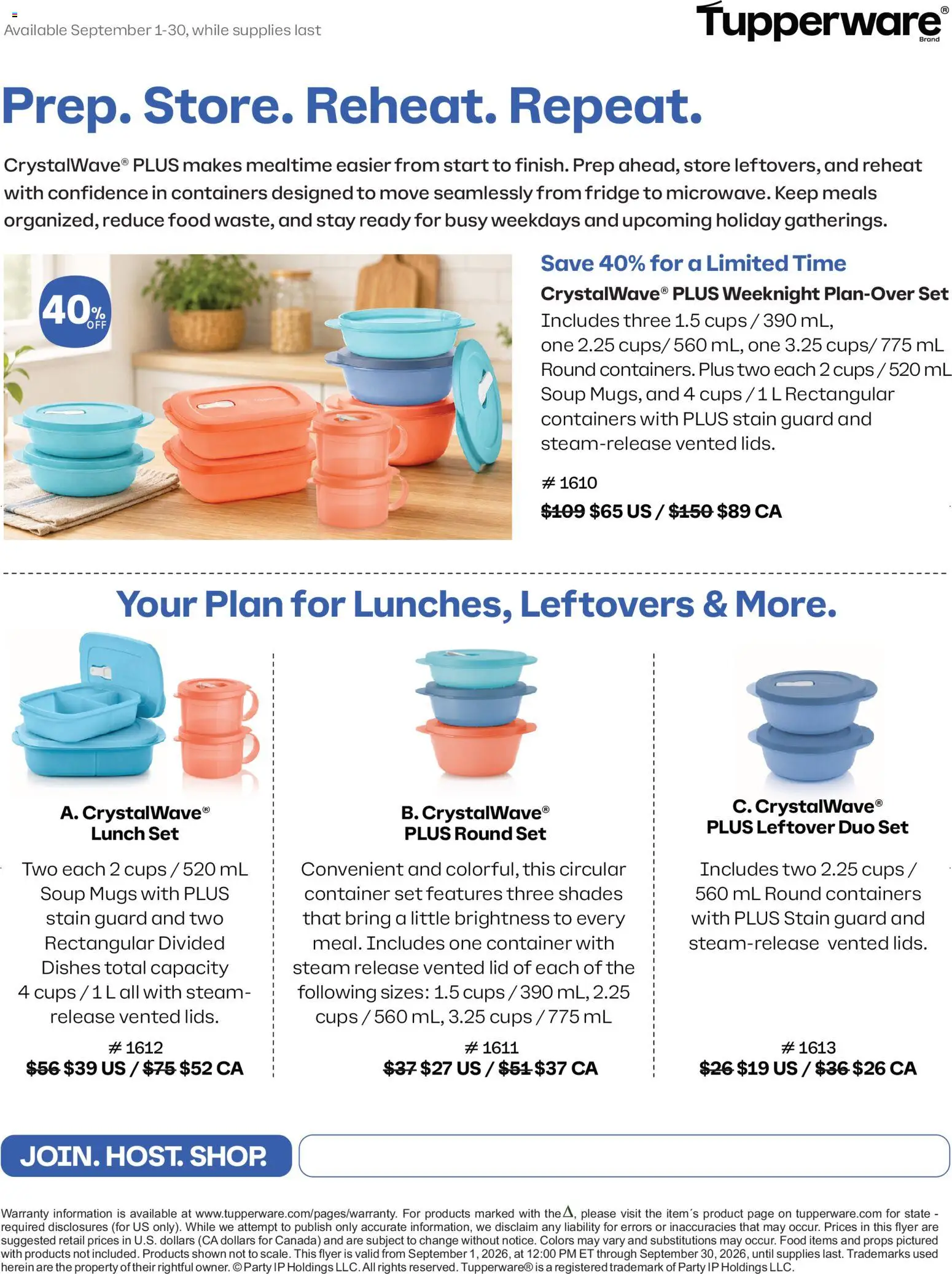 Preview of leaflet Tupperware weekly flyer from shop Tupperware is valid from Sep 01, 2026