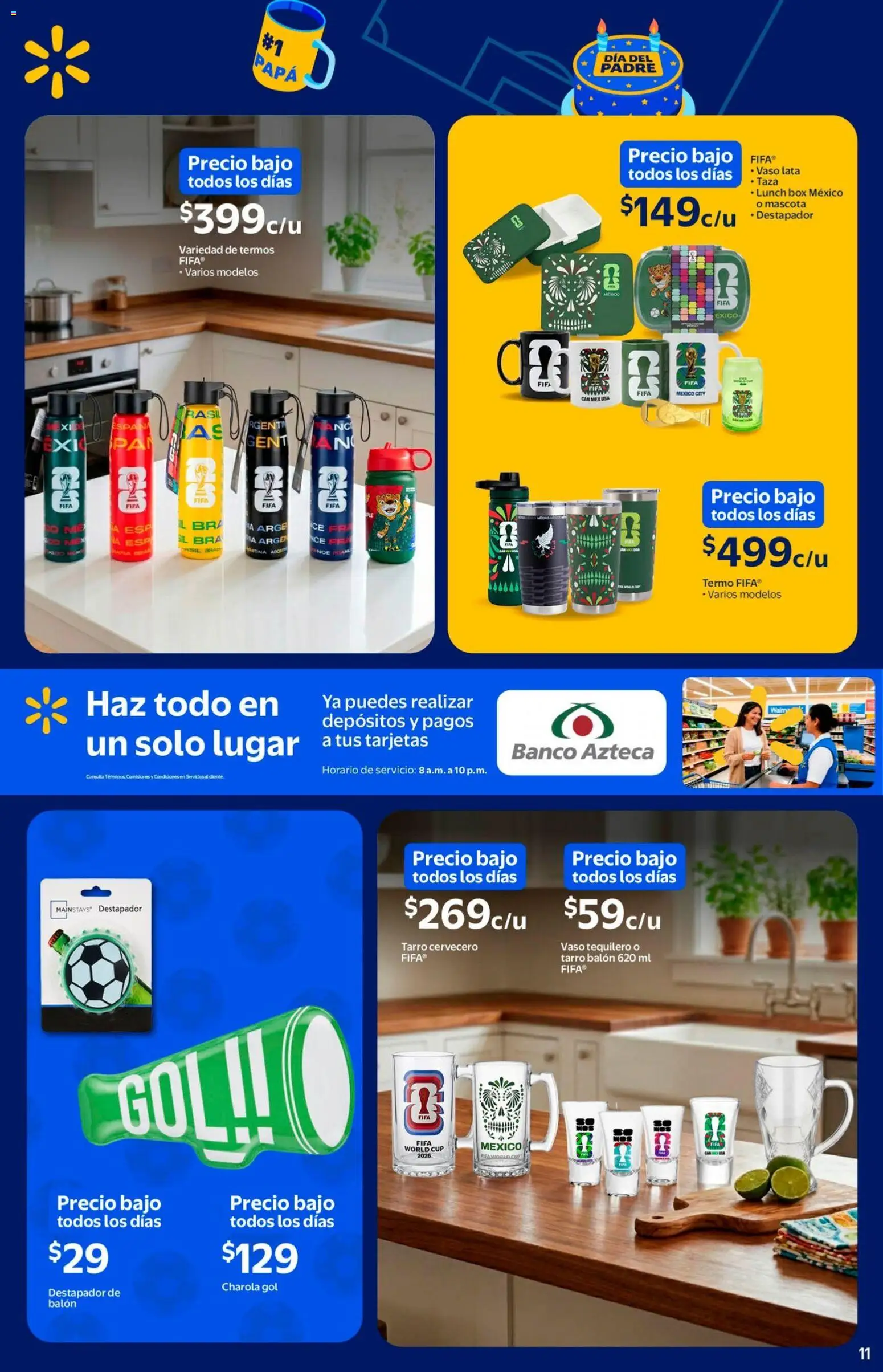Vista previa las ofertas de la tienda Walmart - Walmart folleto El mejor doblete para papá desde el 11/05/2026 - Banco, Papa, Termo, Taza, Destapador
