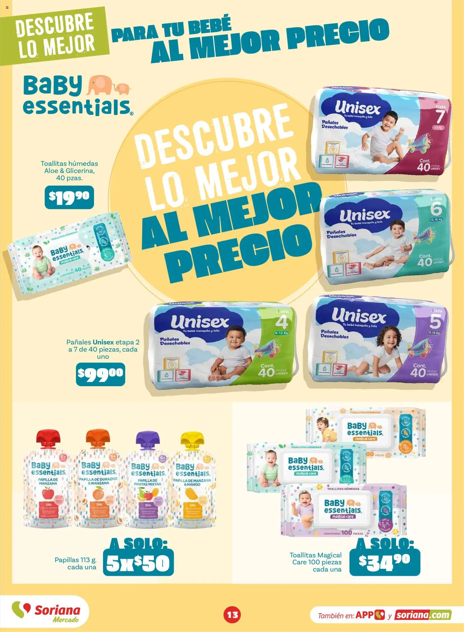 Vista previa las ofertas de la tienda Soriana - Soriana Descubre lo mejor al mejor precio Mercado Nacional desde el 01/09/2026 - Mango, Manzana, Durazno, Toallitas húmedas, Pañales, Papillas