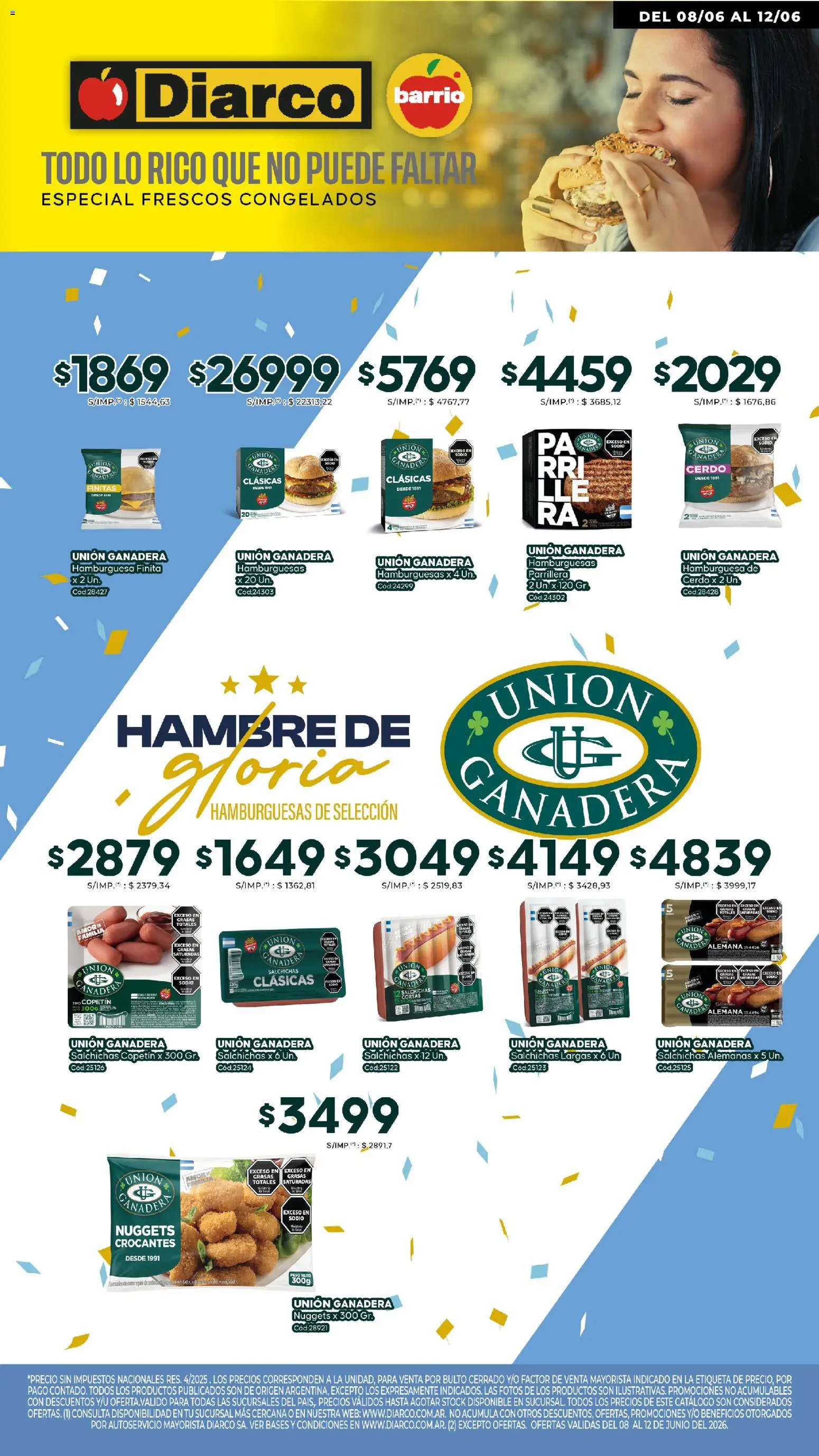 Vista previa del folleto de la tienda Diarco válido desde el 08/06/2026 - Hamburguesa, Cerdo, Salchichas