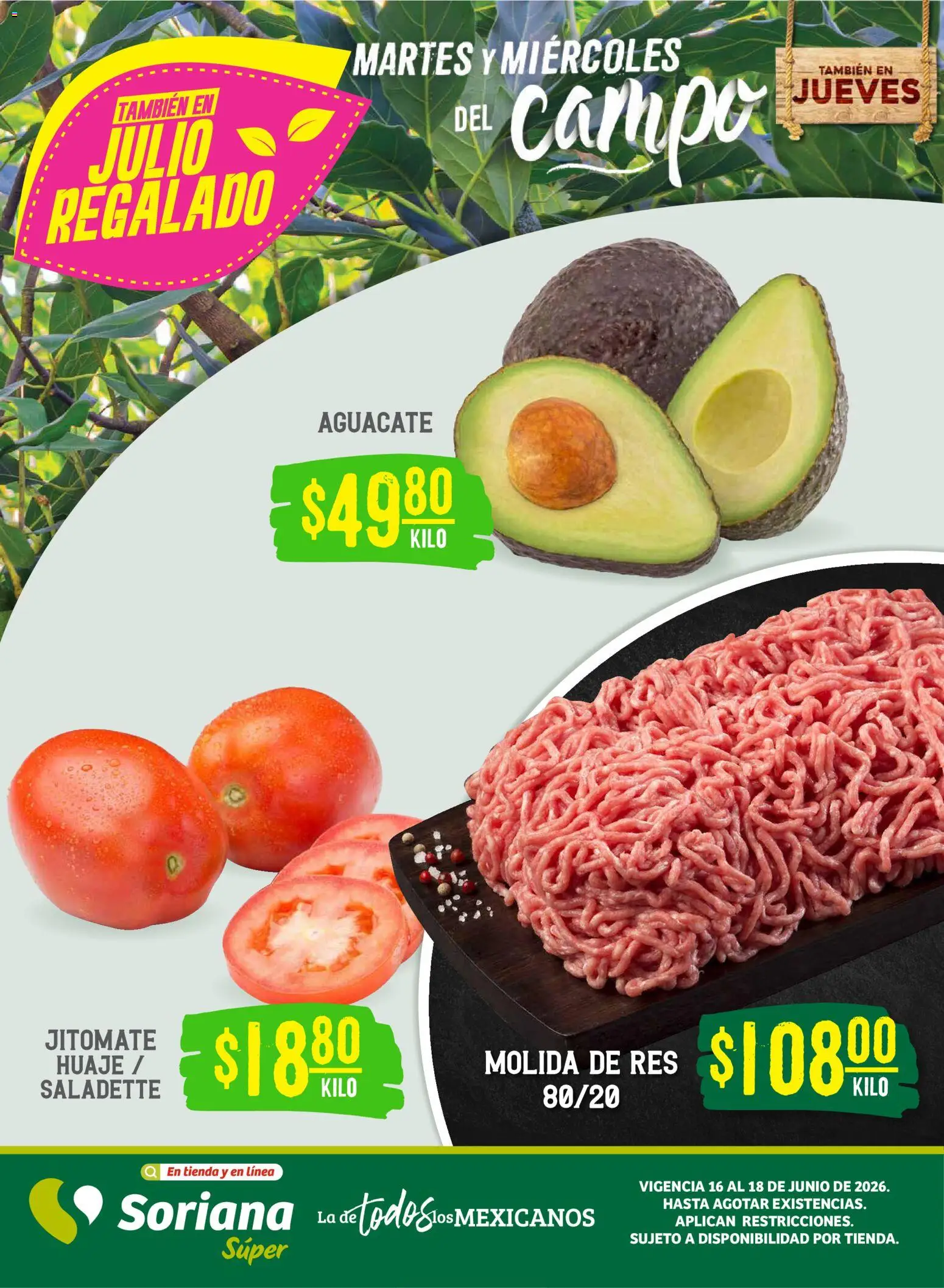 Vista previa las ofertas de la tienda Soriana - Soriana Martes y Miércoles del Campo Súper: Chih, Delicias, Dur y Coah (excepto Saltillo) desde el 16/06/2026 