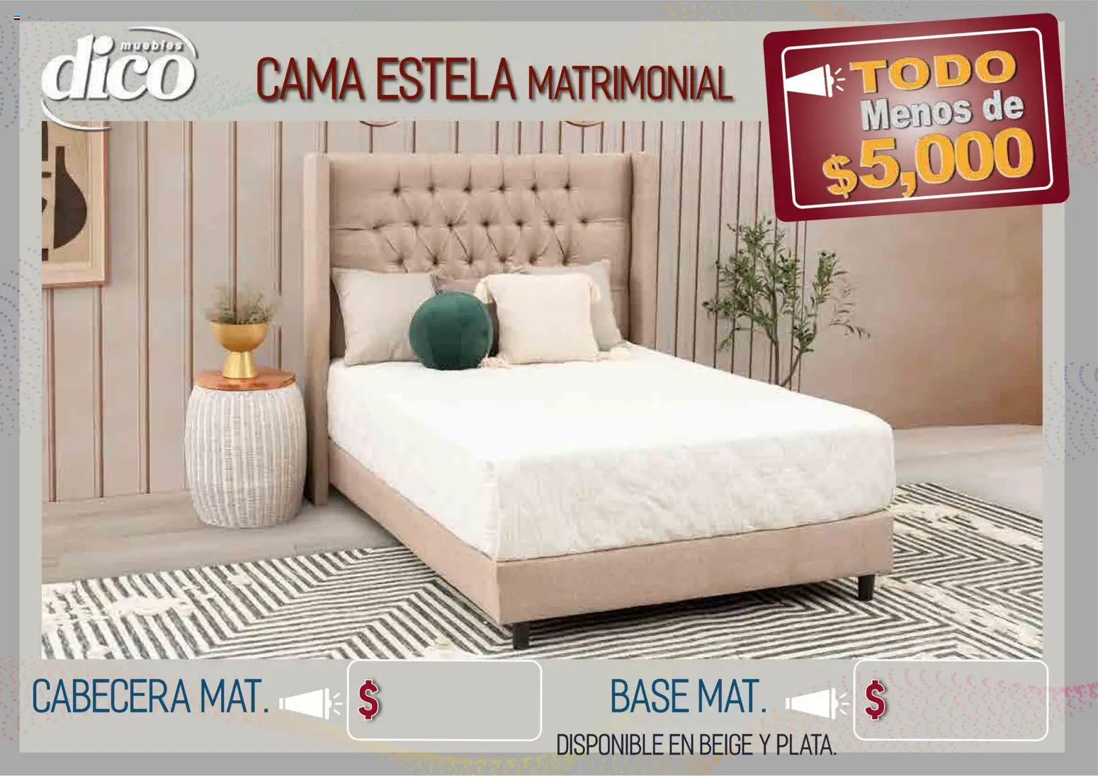 Vista previa las ofertas de la tienda Muebles Dico - Muebles Dico catálogo Todo menos de 5000 Pacifico desde el 09/04/2026 