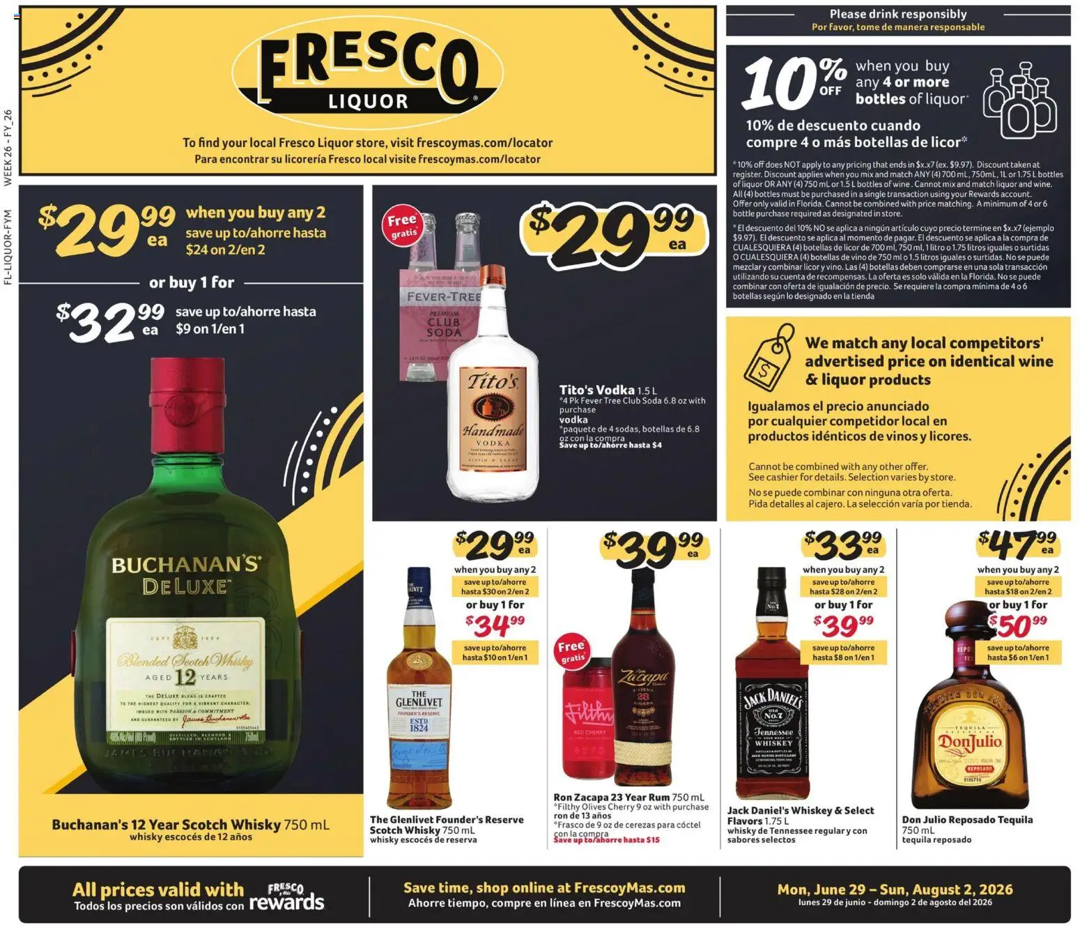 Ad Preview of Fresco y Más Fresco y Más Alcohol Flyer from 06/29/2026