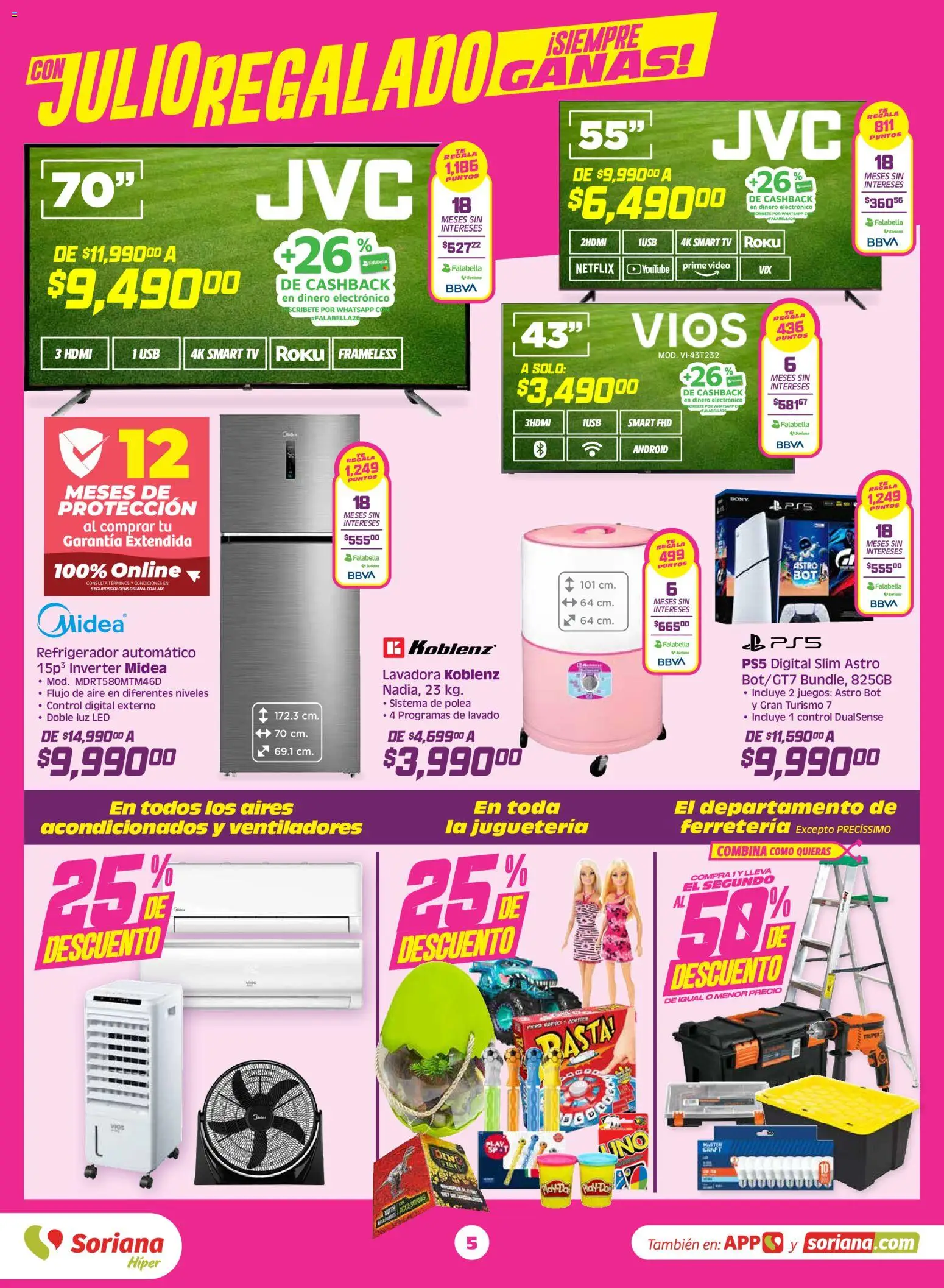 Vista previa las ofertas de la tienda Soriana - Soriana folleto desde el 12/06/2026 - Video, Refrigerador, Lavadora, Usb, Luz LED