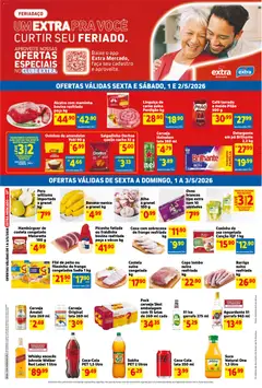 Pré-Visualização do folheto "Extra ofertas Fim de semana Mercado" da loja Extra válido a partir de 01/05/2026
