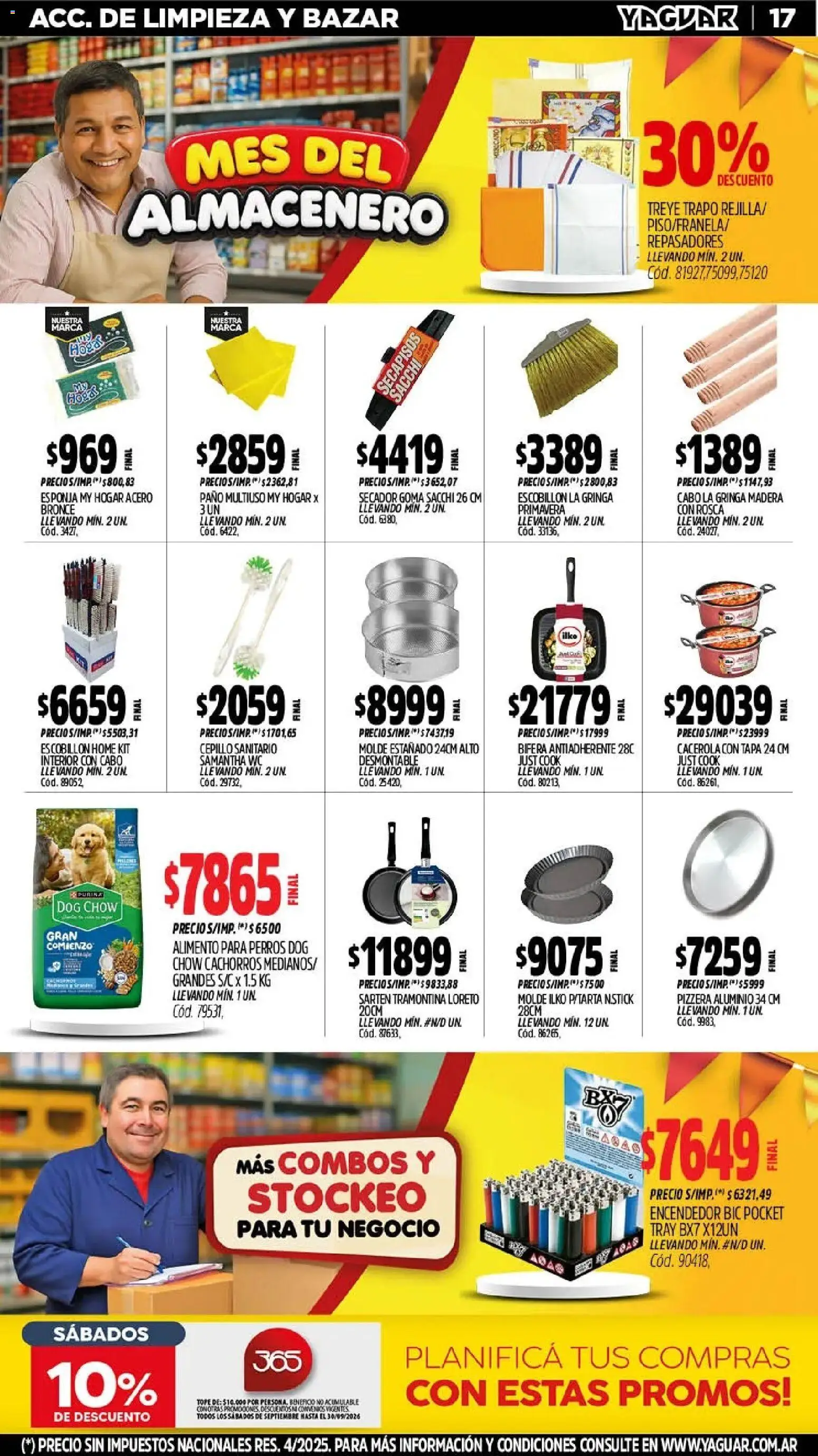 Vista previa del folleto de la tienda Yaguar válido desde el 28/09/2026 - Pizzera, Alimento para perros, Encendedor, Sartén, Esponja, Escobillon, Molde, Bifera