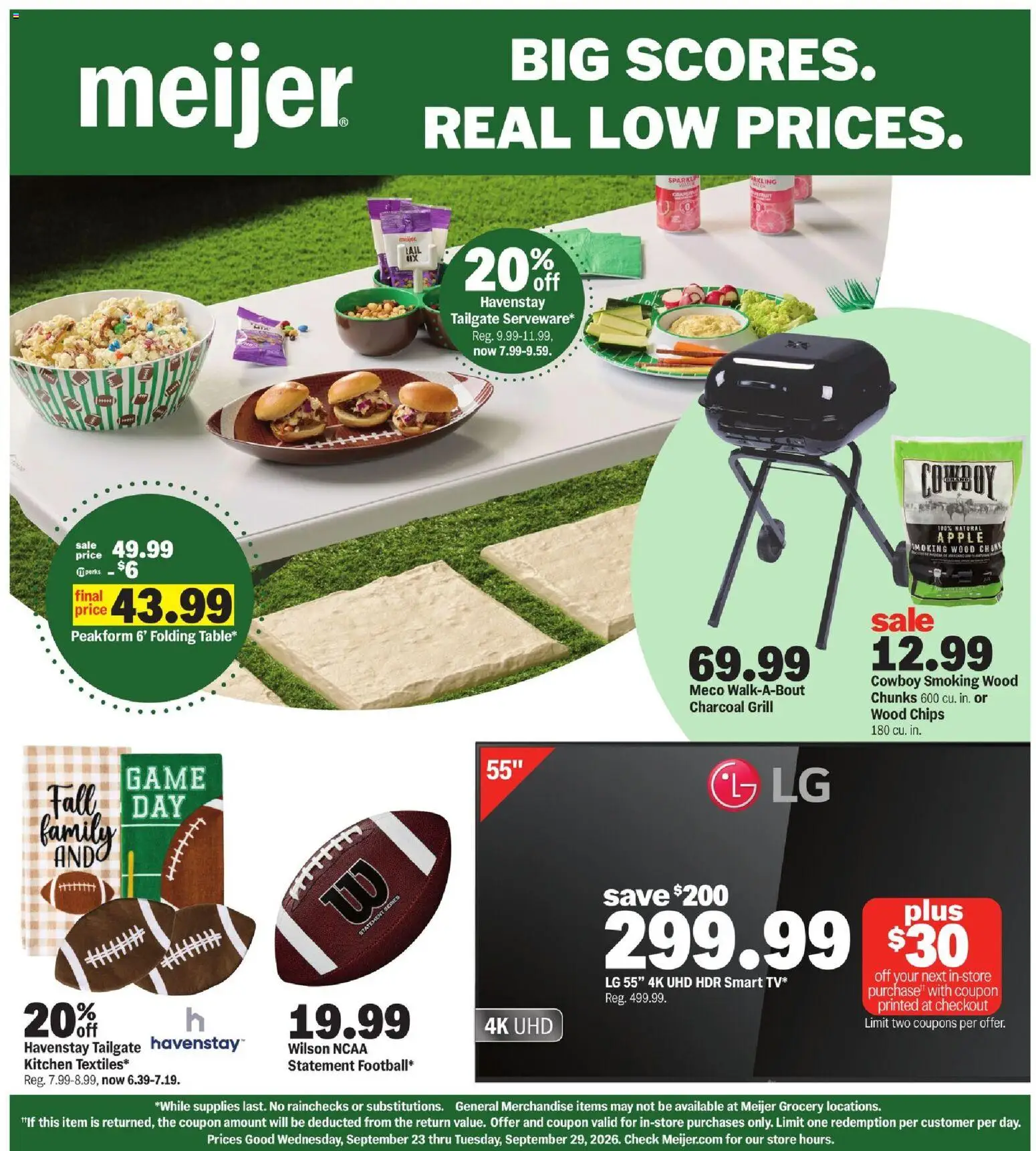 Ad Preview of Meijer Meijer Ad from 09/23/2026 - Game, Chips, Grill, Charcoal