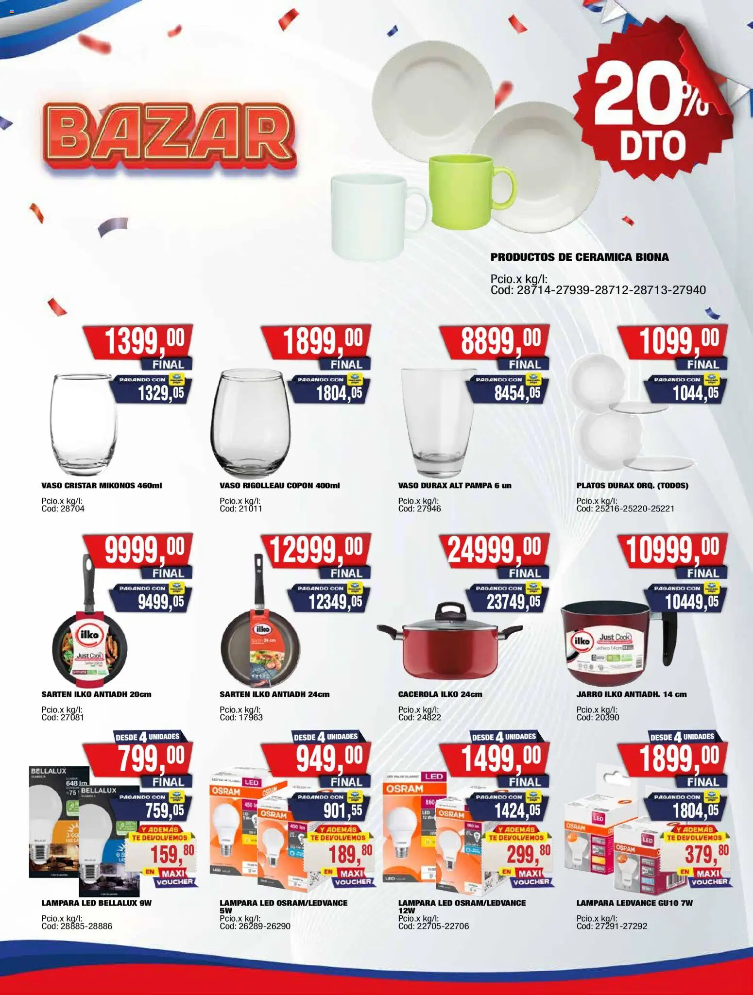 Vista previa del folleto de la tienda Maxiconsumo válido desde el 10/08/2026 - Té, Pan, Lámpara, Sartén, Vasos, Sartén antiadherente