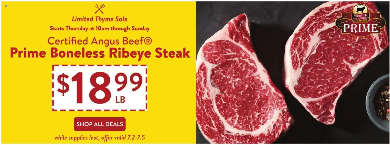 Ad Preview of Fresh Thyme Fresh Thyme Weekly Ad from 07/01/2026 - Steak, Beef